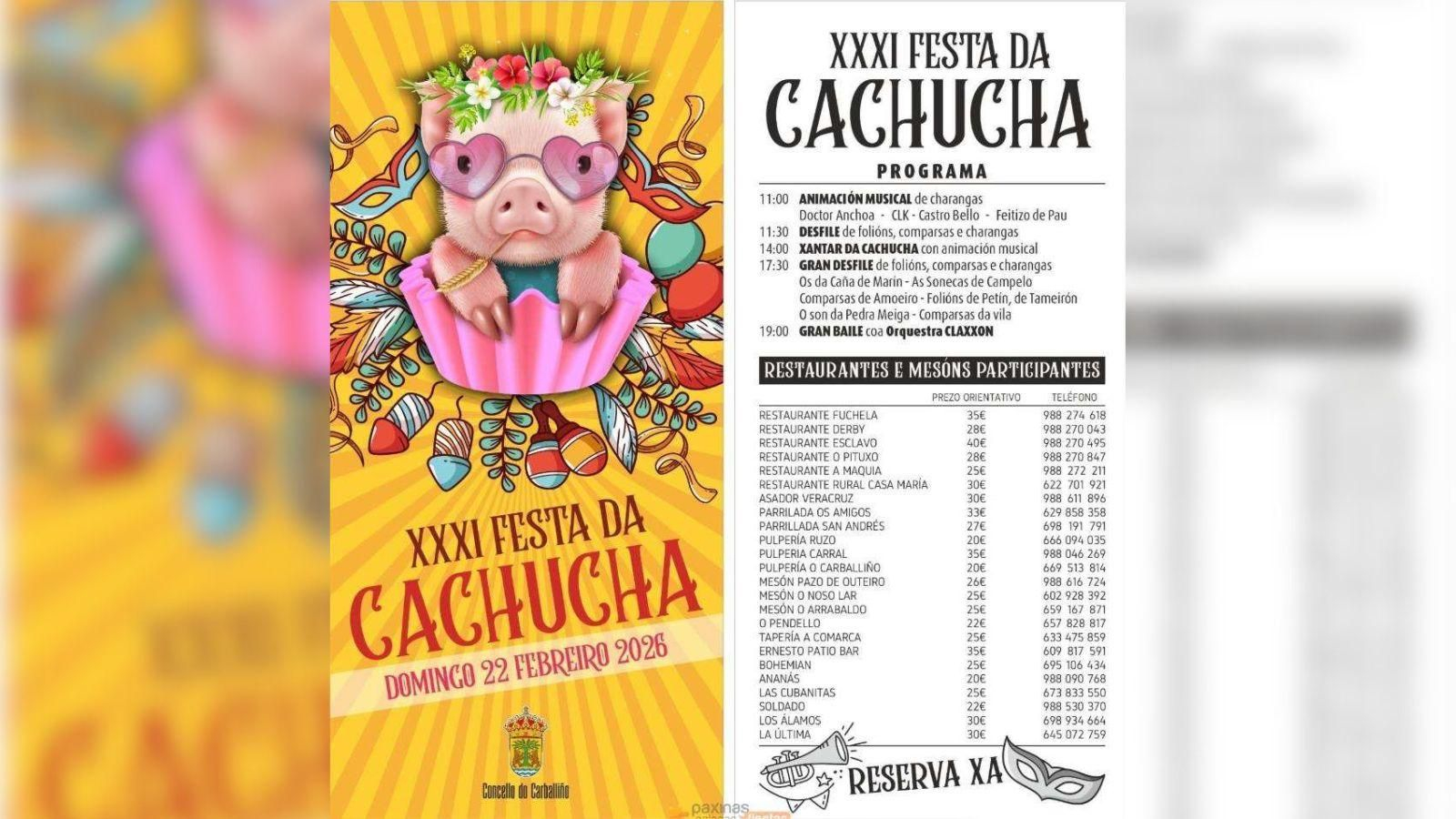 Programa de la XXXI Festa da Cachucha en O Carballiño.