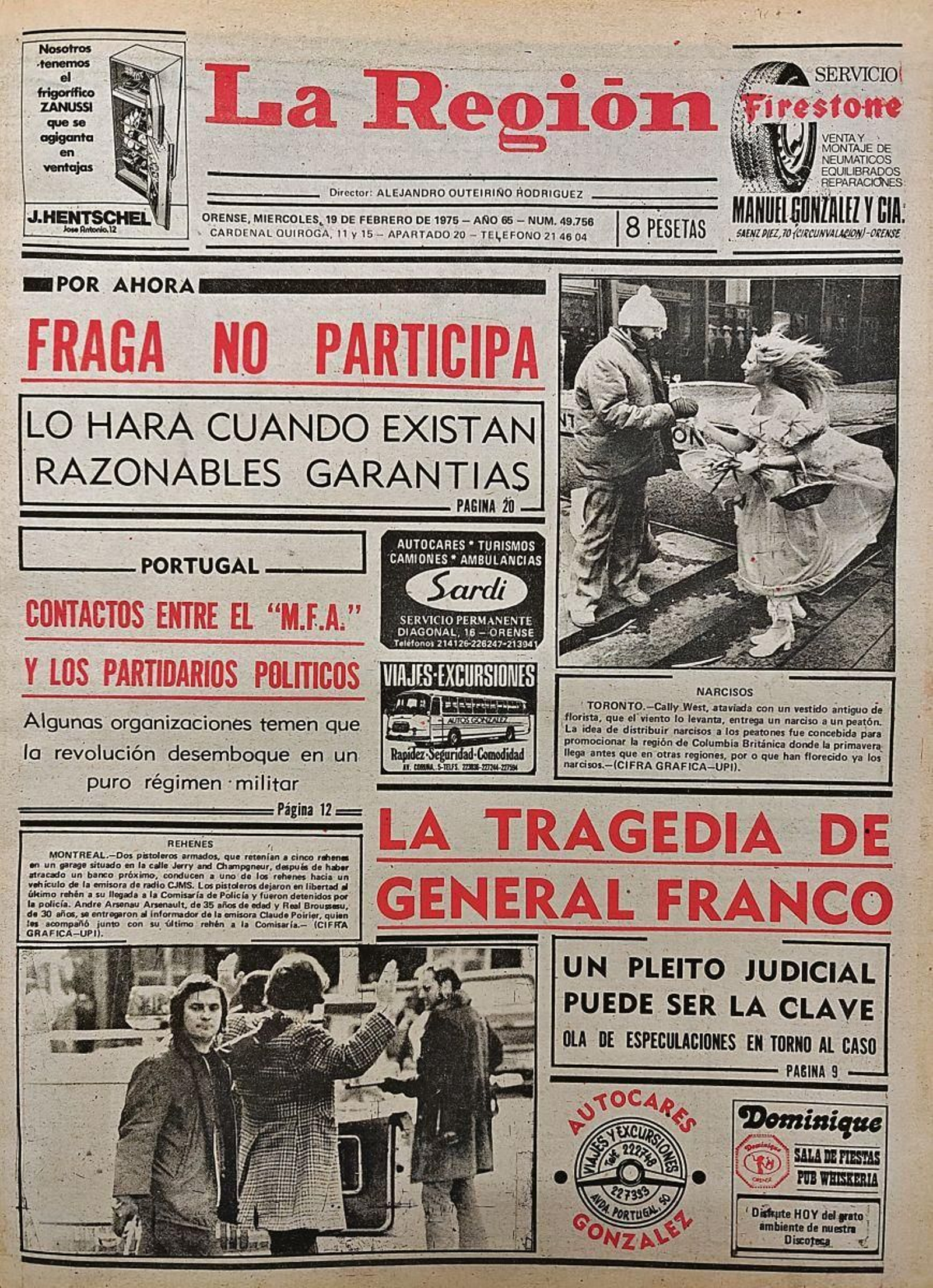 La portada del 19 de febrero de 1975
