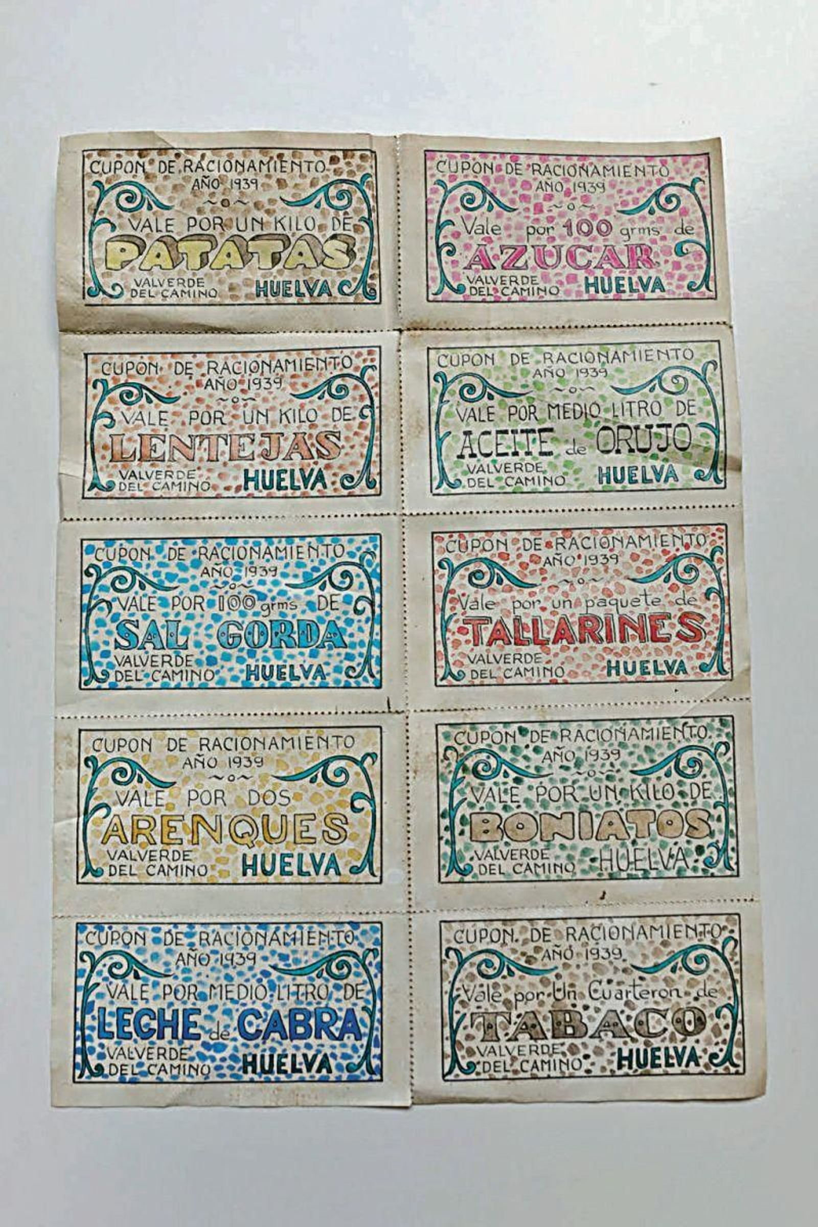 Cupones de racionamiento de la posguerra.