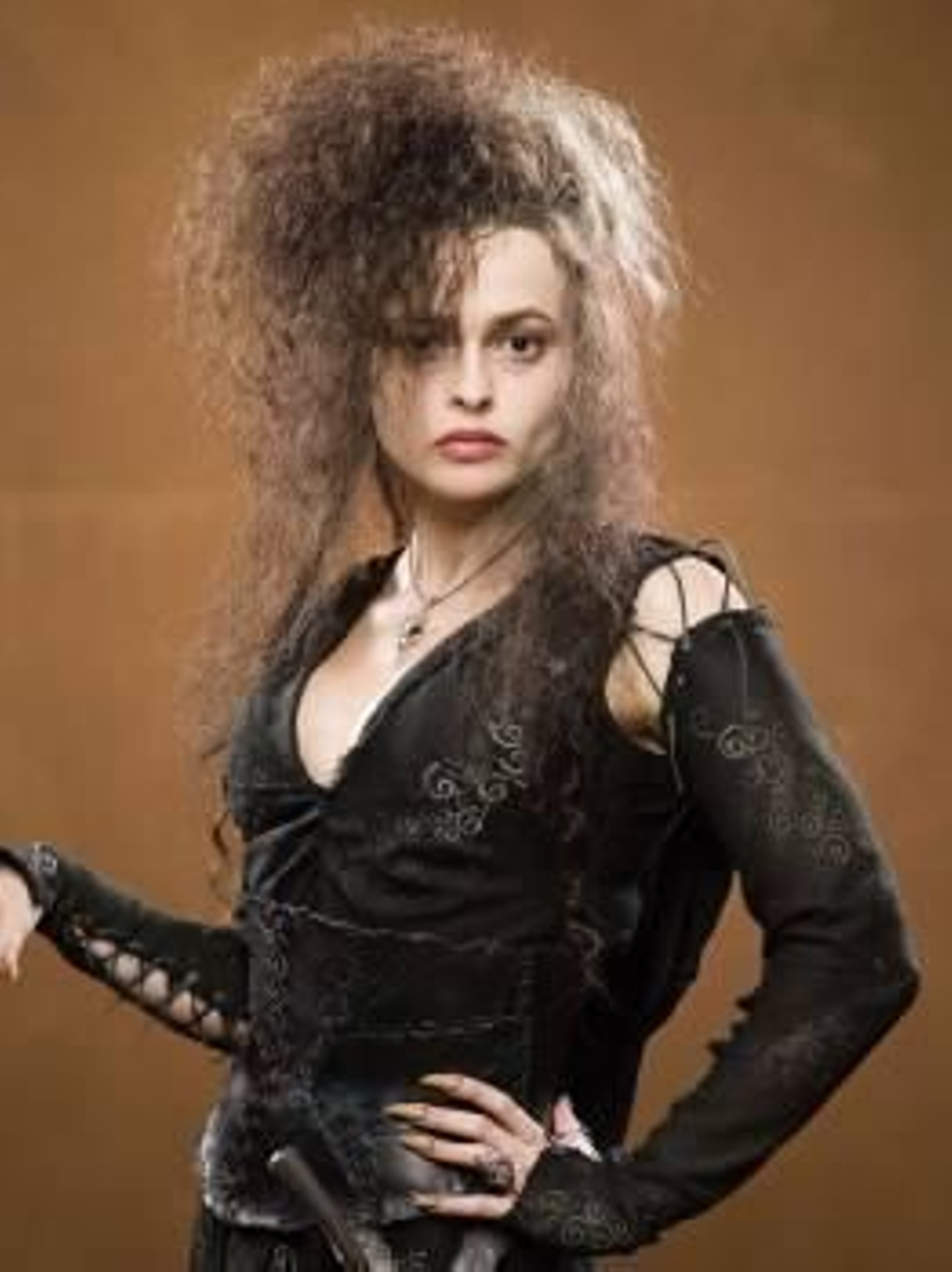 Helena Bonham Carter caracterizada como Bellatrix Lestrange.