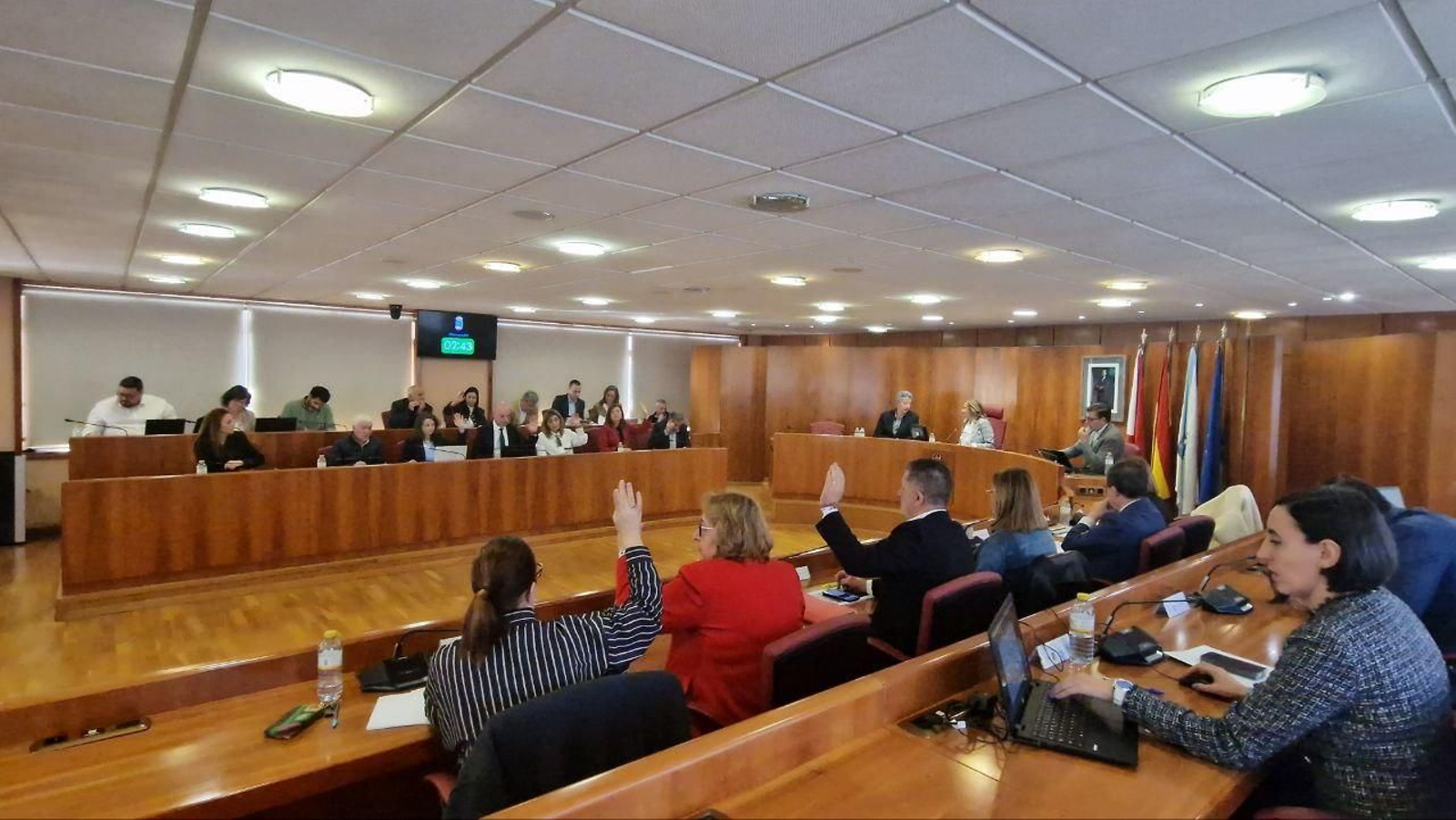 Votación en el pleno de Vigo de este lunes.