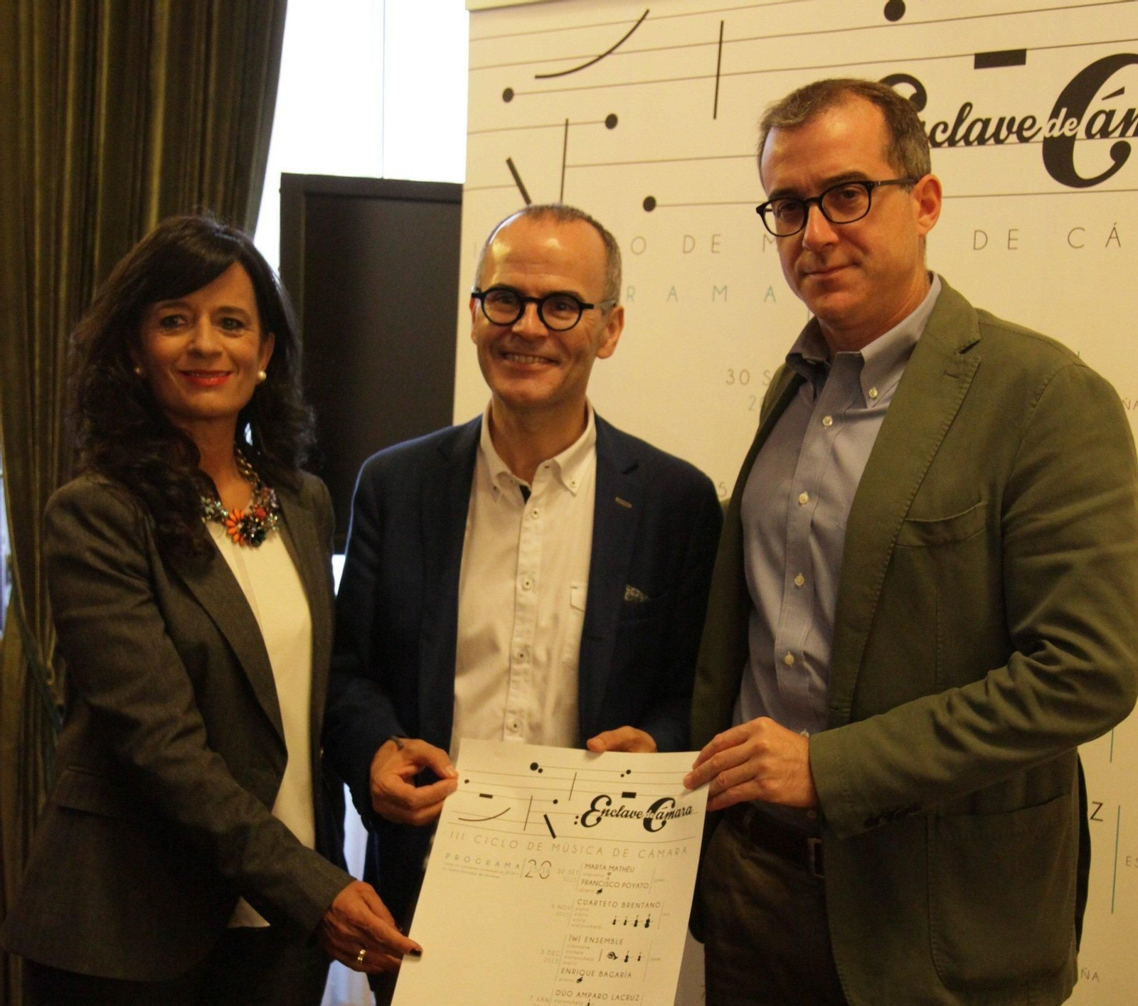 Belén Iglesias, Jesús Vázquez y Patrick Alfaya, en la presentación del Enclave de Cámara.