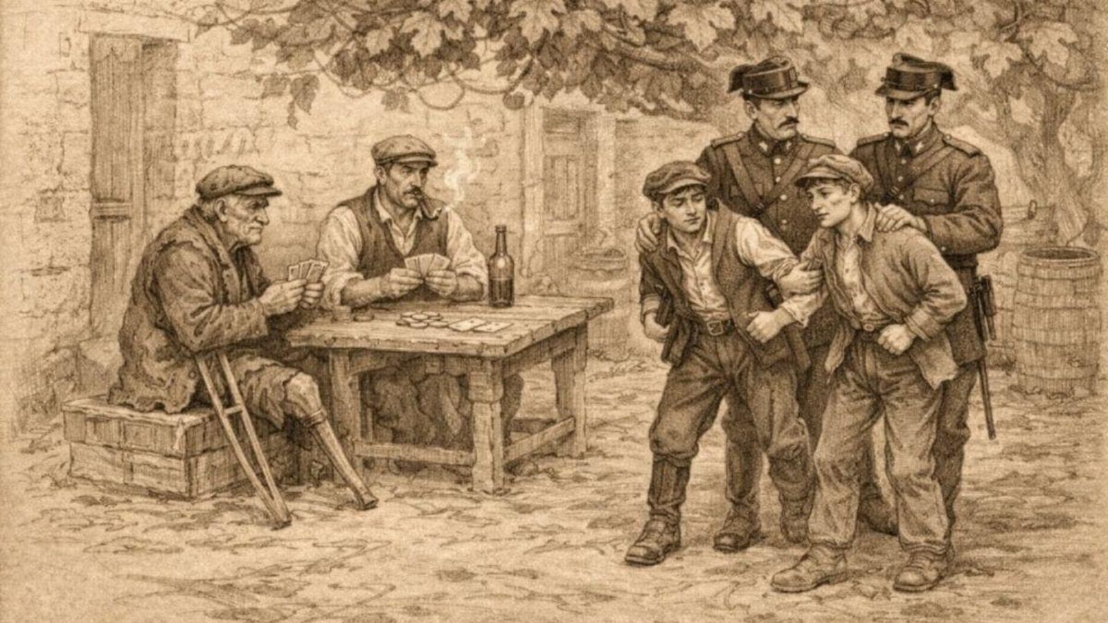 Ese mismo día 1 de agosto, en la taberna del Panchito de la calle del Villar enfrente de la plazuela de la Trinidad, son detenidos los dos hermanos, junto al propio Panchito por encubridor.