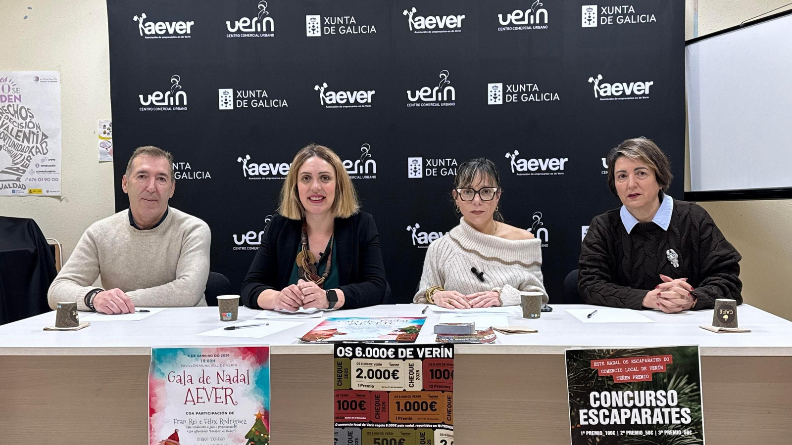 Manuel Lorenzo, Lucía Aparicio, Esther Gómez y María Isabel González, durante la presentación en la sede de Aever.