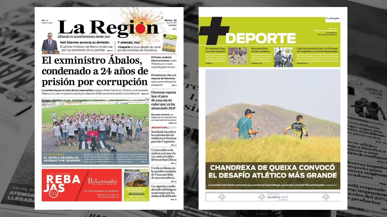 Las portadas de La Región de este martes.