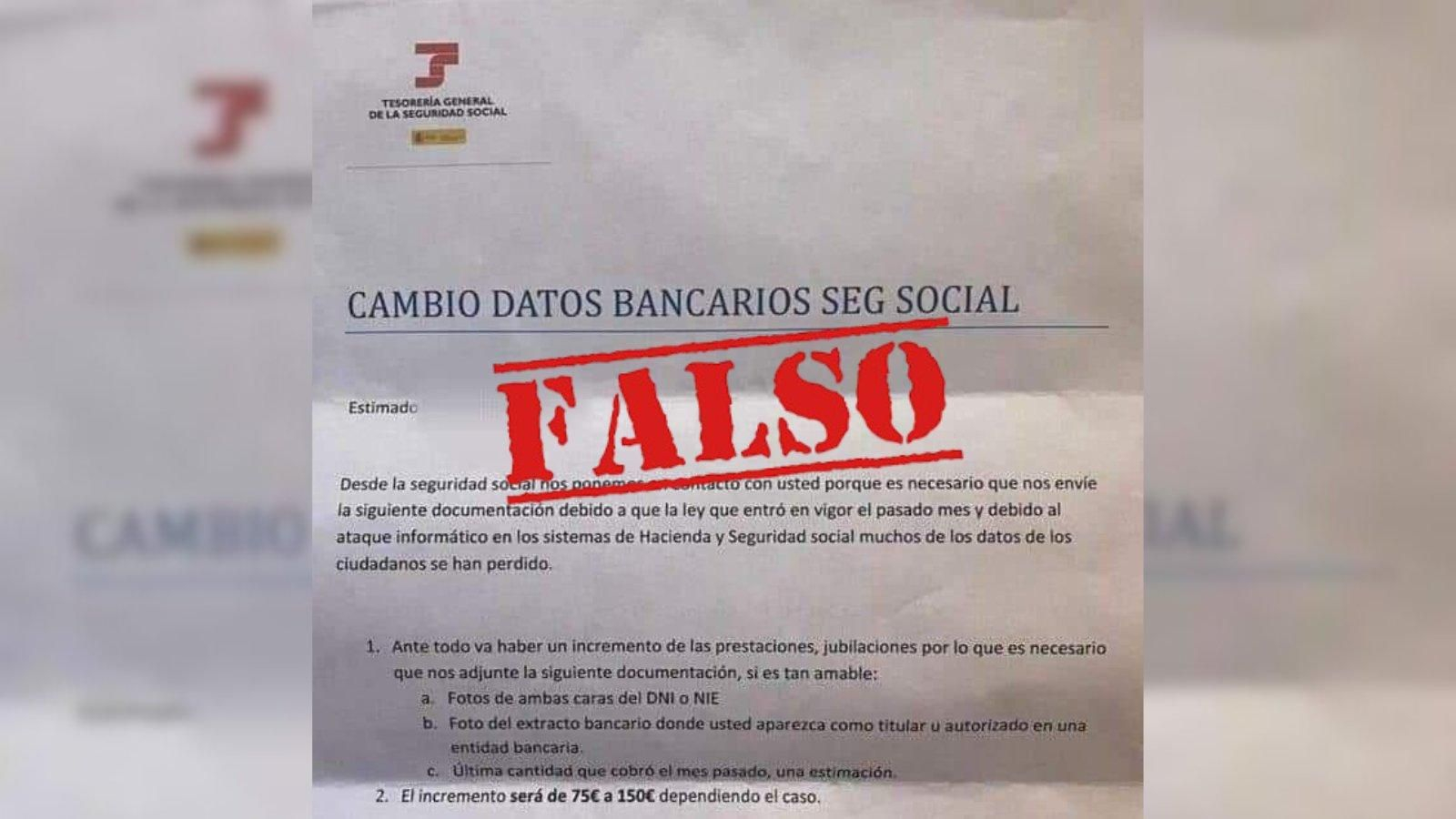 Carta falsa de la Seguridad Social
