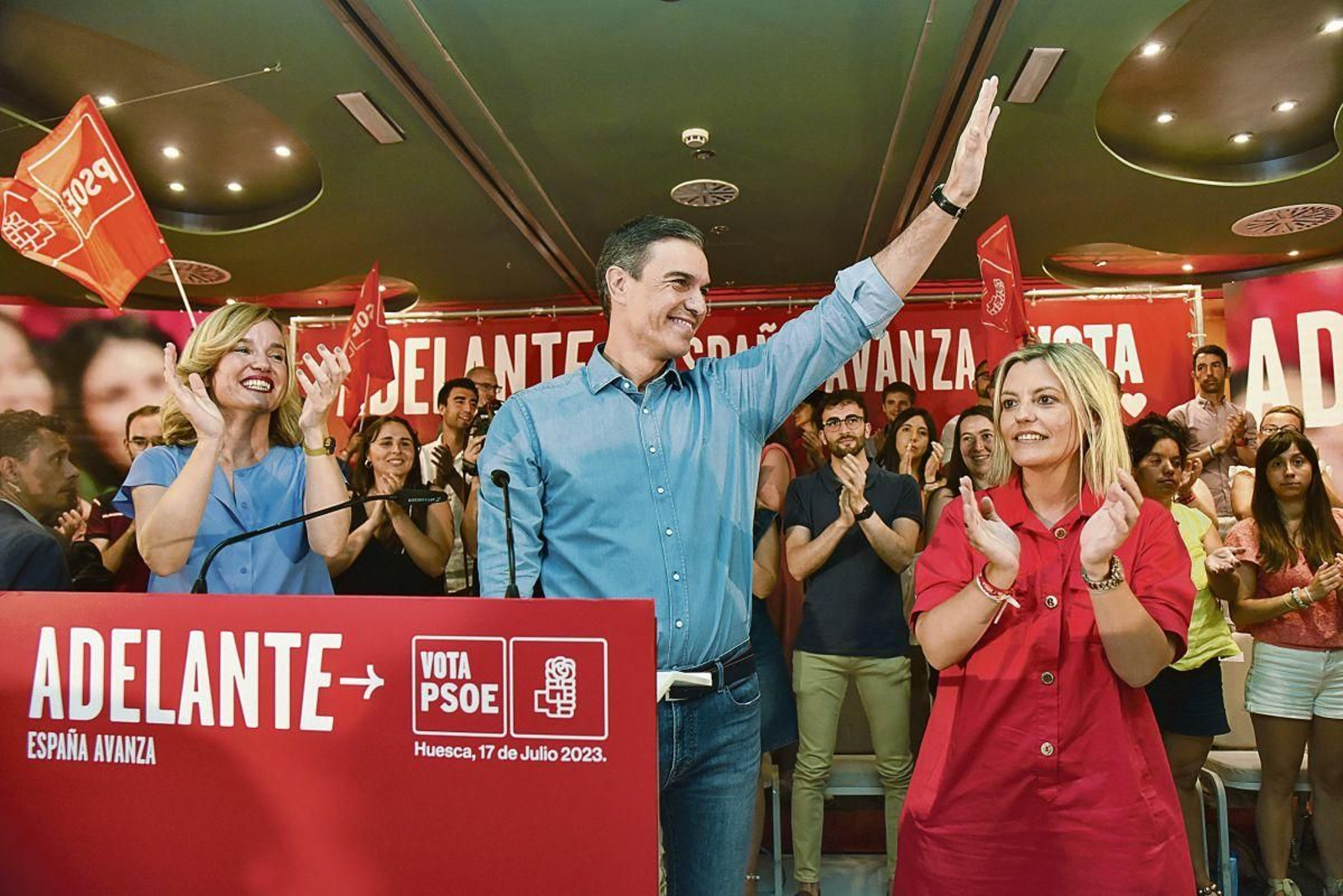 El candidato a la reelección por el PSOE, Pedro Sánchez, ayer en Huesca.
