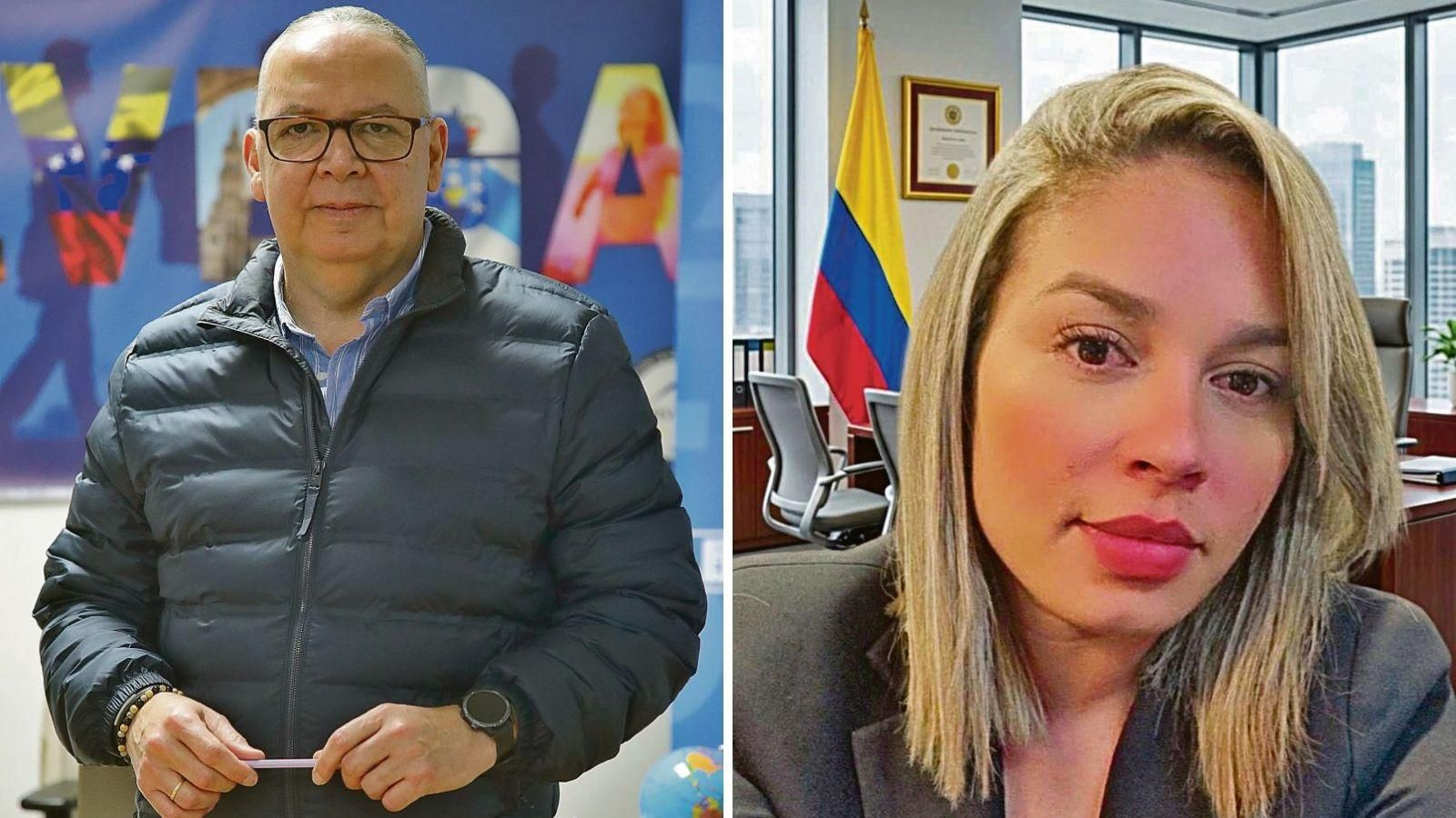 José Félix González, de la Federación Venezolana de Galicia y Dayana Rolong Serrano, presidenta de “Colombia Unida”.