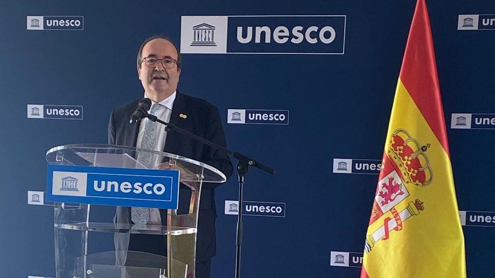 El Embajador Miquel Iceta durante su discurso en la Unesco