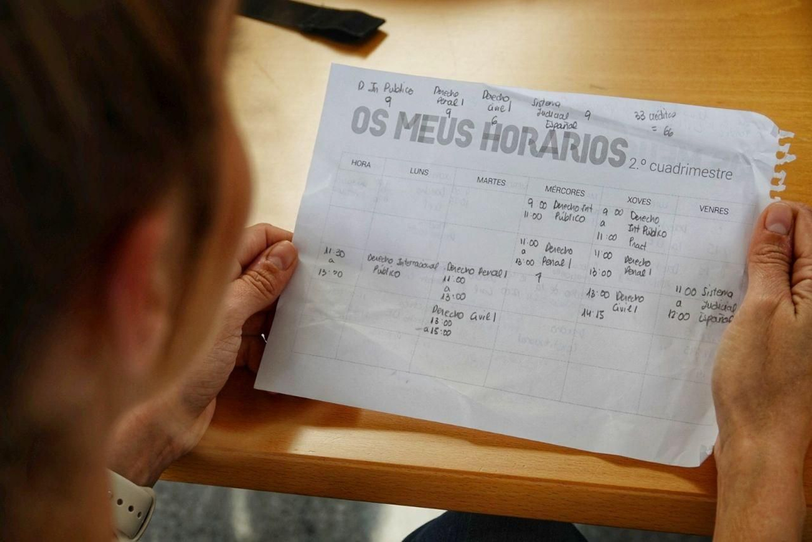 Los horarios de un alumno de la UVigo. // Vicente Alonso