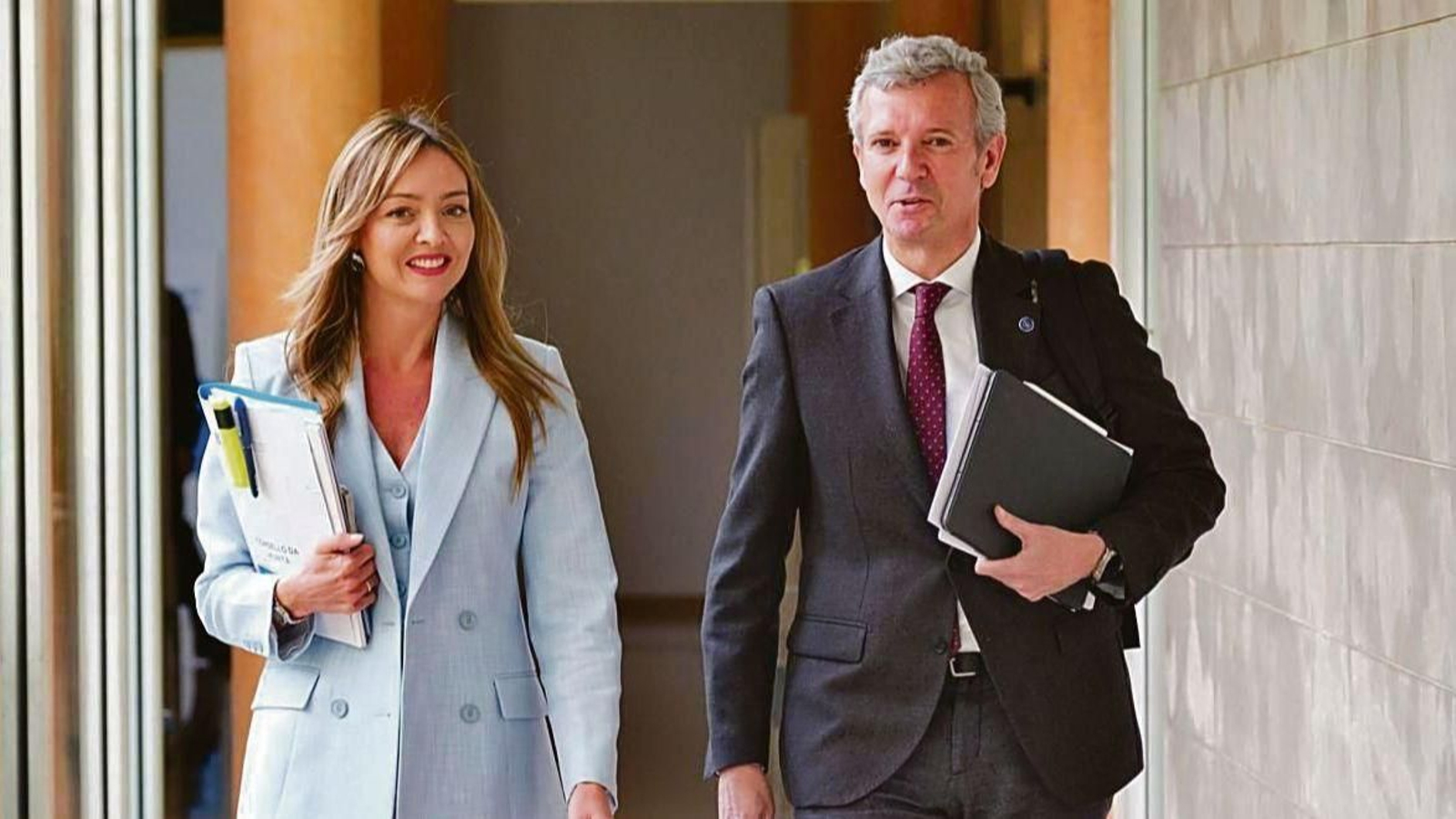Fabiola García y Alfonso Rueda, tras un Consello de Goberno de la Xunta.
