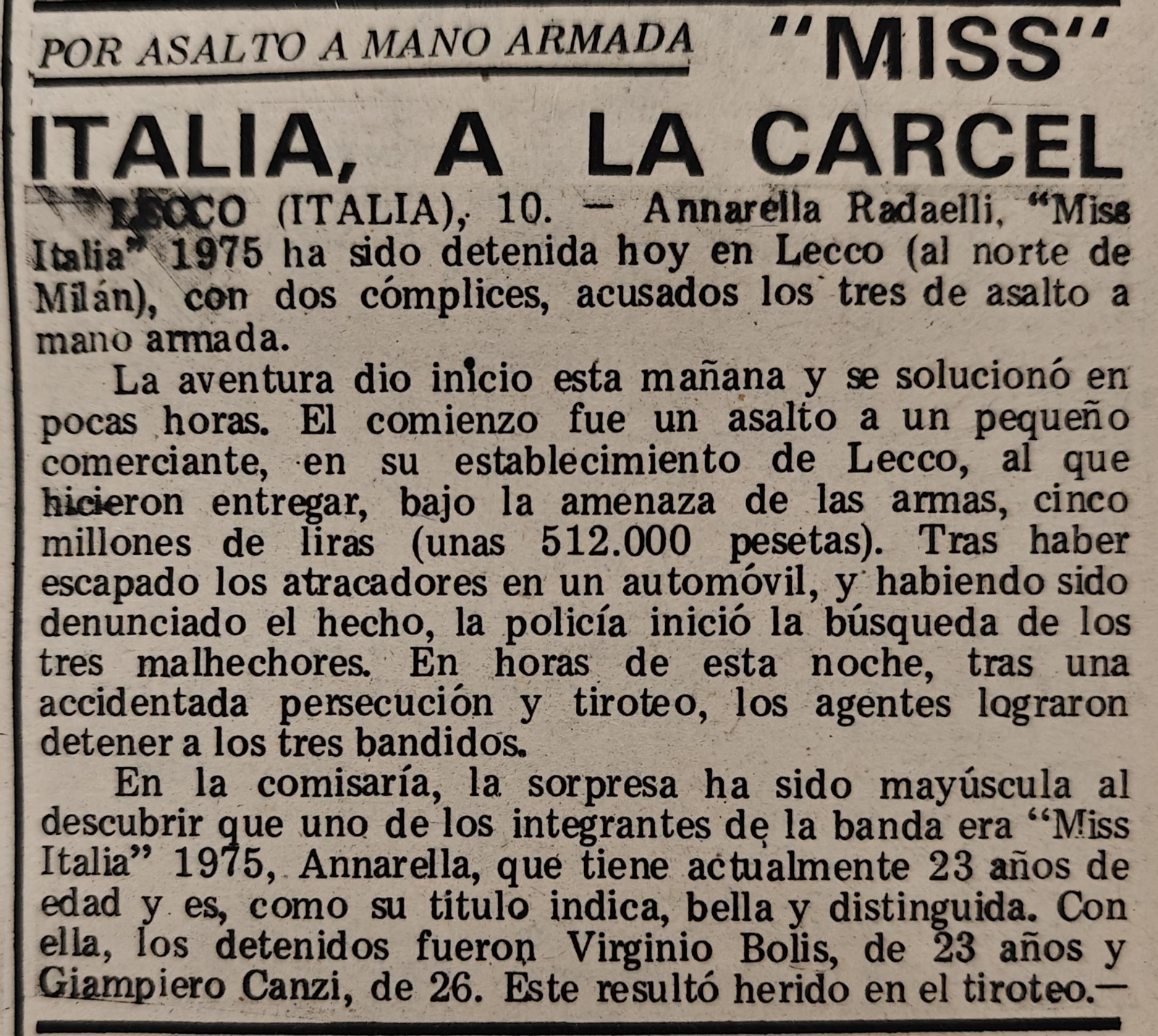 Un recorte de la época.