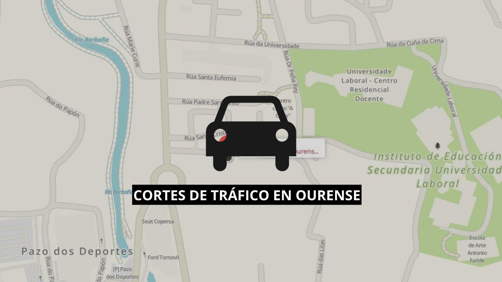 Cortes de tráfico en una conocida plaza de la ciudad de Ourense.