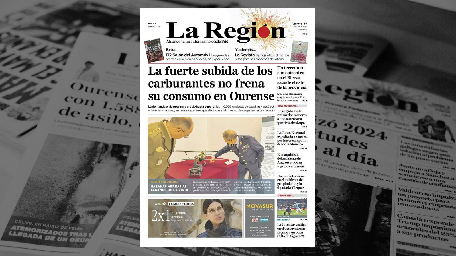 Los titulares de La Región de este sábado, 17 de octubre