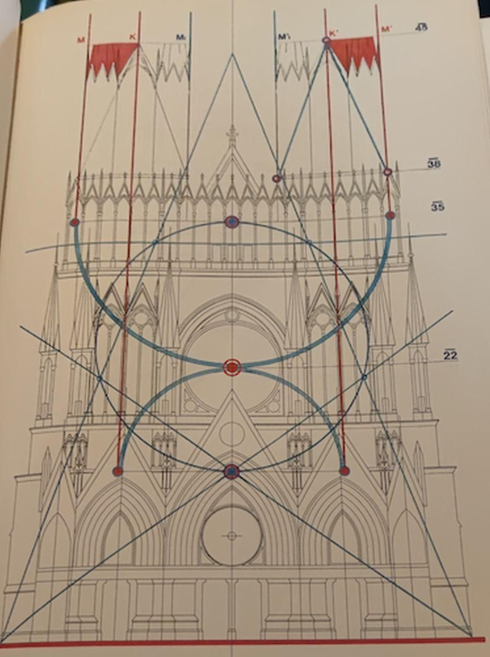 Estudio de la presencia del “número divino” (relación matemática entre dos segmentos que explica la relación entre armonía y belleza en las fachadas de cinco catedrales francesas .