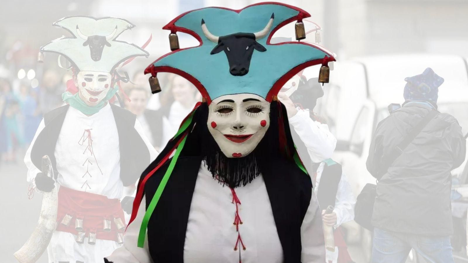 Un Vergalleiro en el entroido del año pasado en Sarreaus.