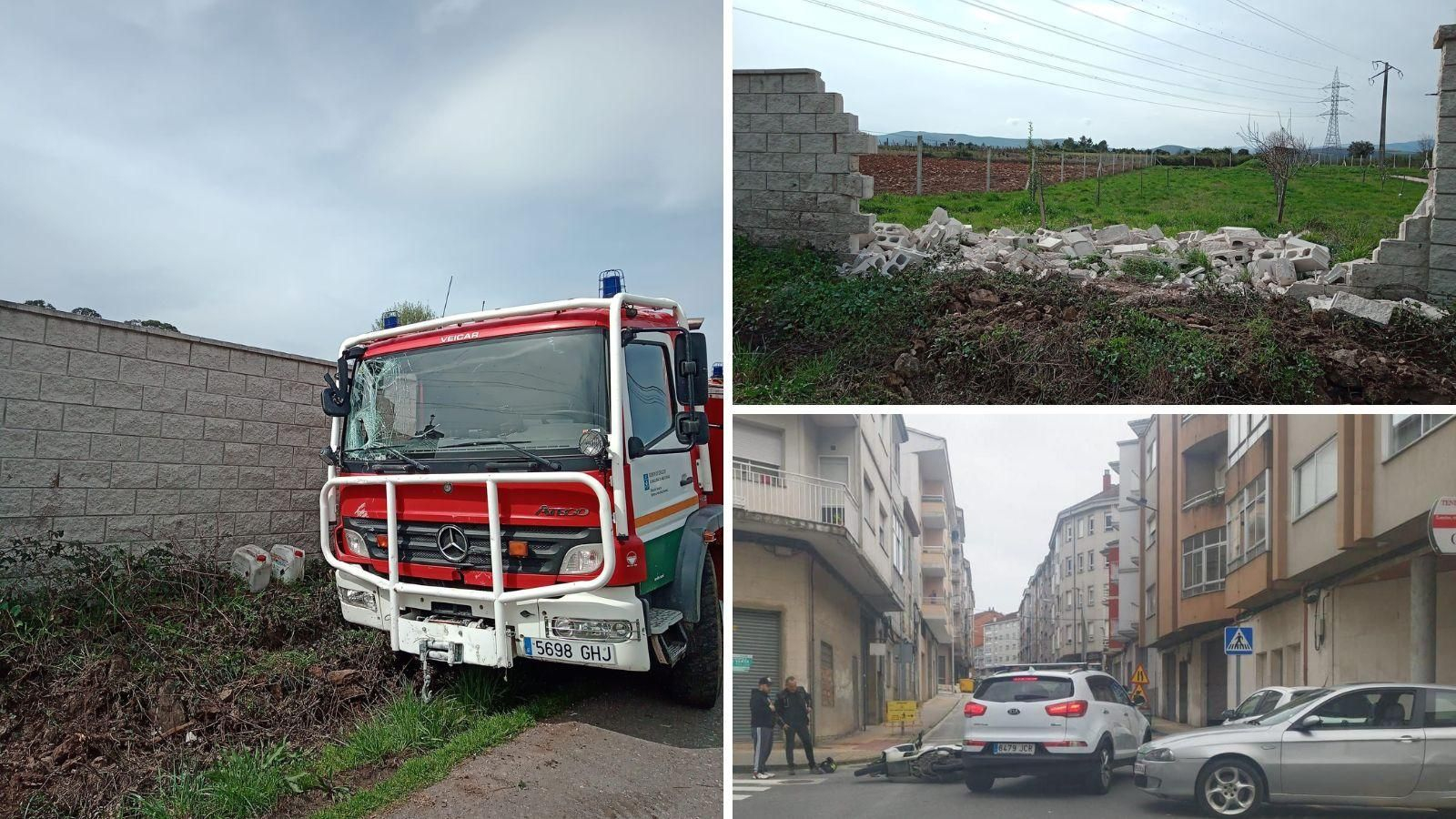 El camión empotrado en Larouco y una colisión múltiple con heridos en la ciudad de Ourense.