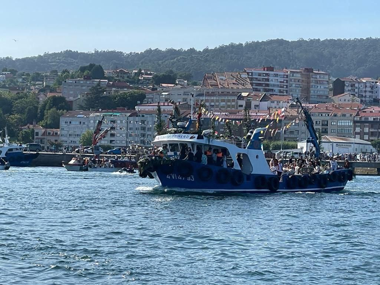 La procesión de la Virgen del Carmen en Moaña.