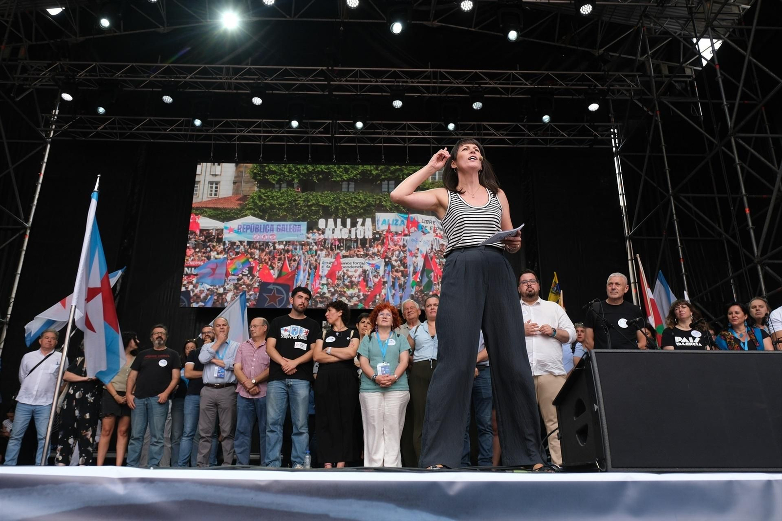 La portavoz nacional del BNG, Ana Pontón, durante una manifestación convocada por el BNG con motivo del Día da Patria Galega.
