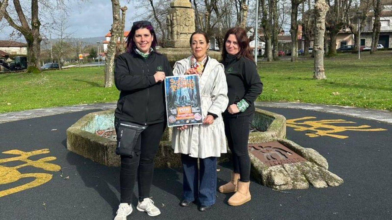Representantes de Medrando y el concello de Amoeiro en la presentación del evento.