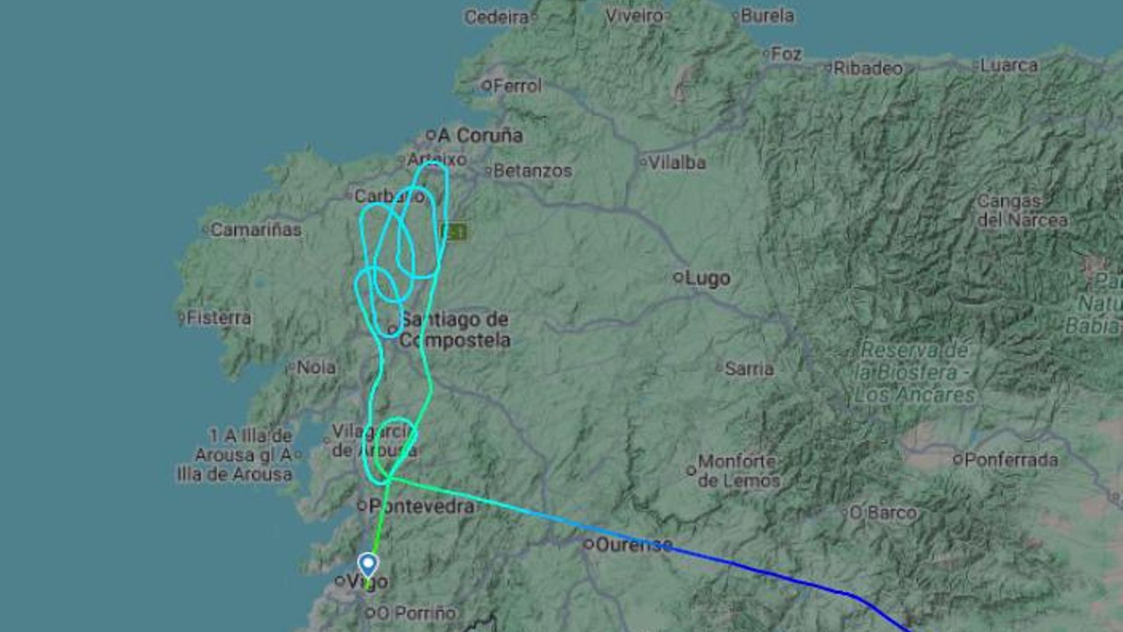 Las vueltas que dio el avión antes de aterrizar en Peinador.