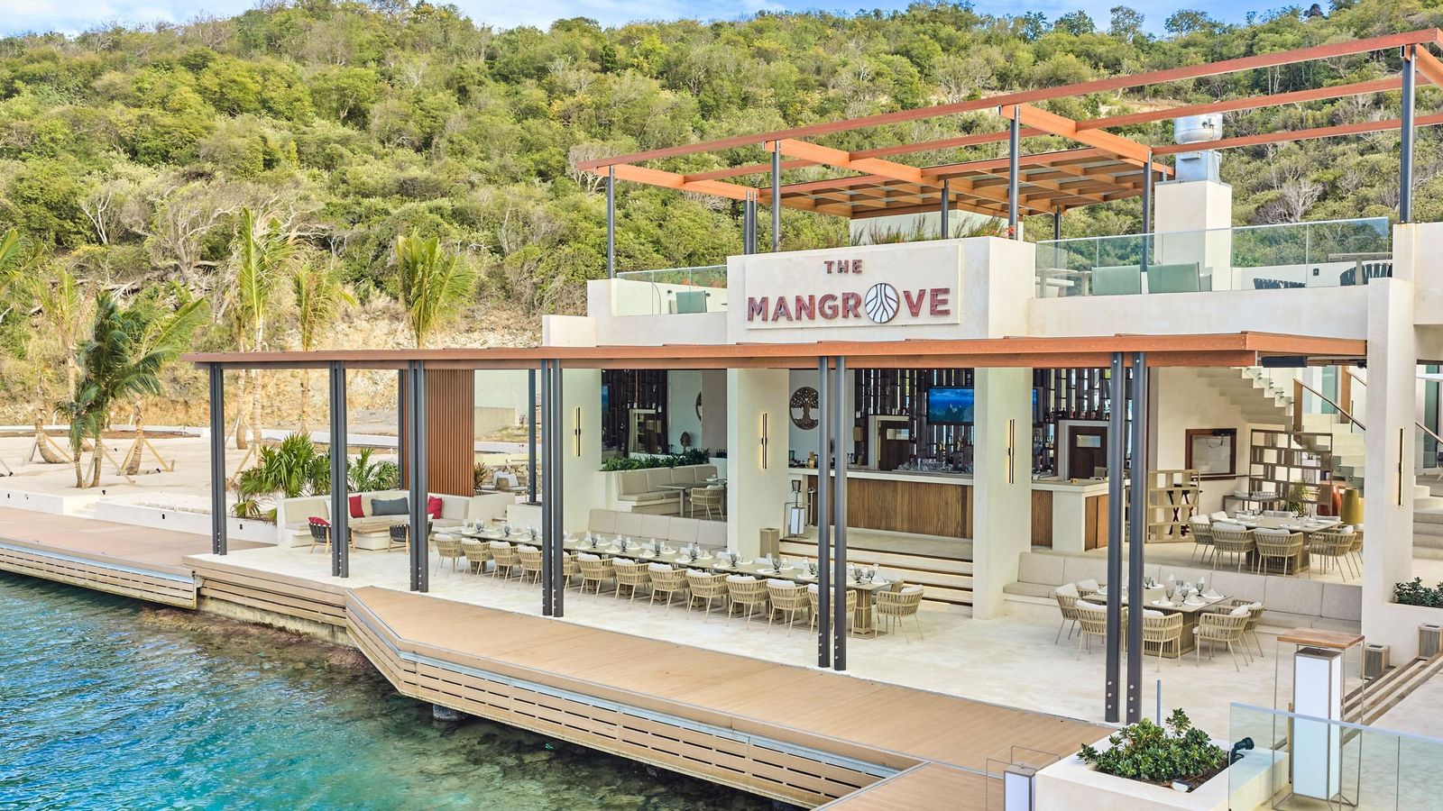 El restaurante del puerto de Biras Creek, en el Caribe