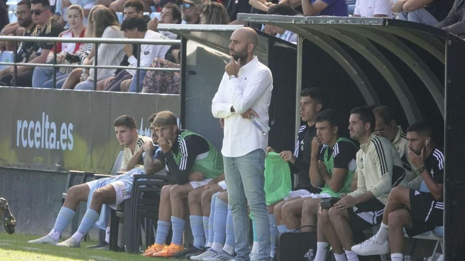 Claudio Giráldez, en su debut con derrota al frente del Celta Fortuna, el 28 de agosto de 2022.