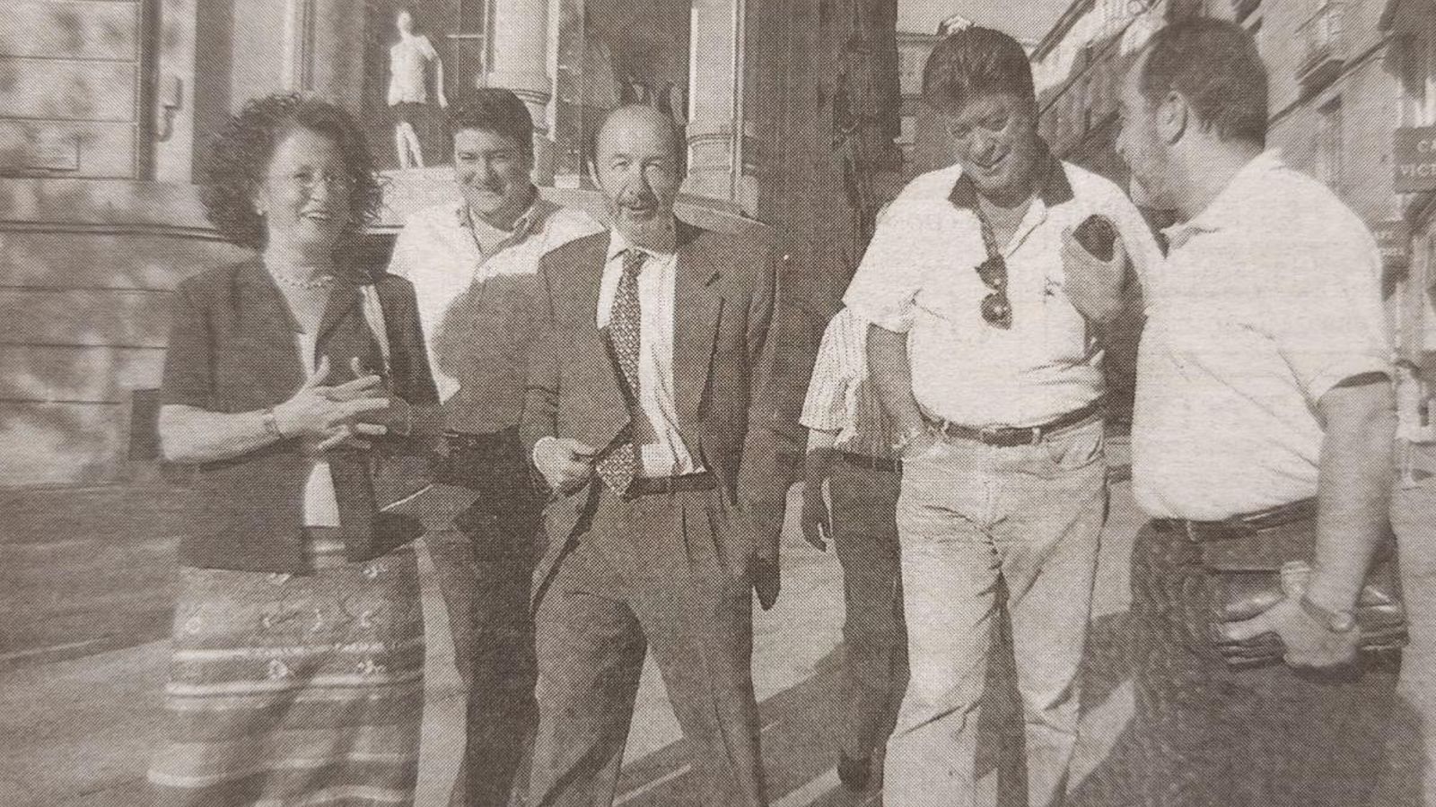 Alfredo Pérez Rubalcaba en Ourense junto a Víctor Pariente, César Ansias y Antonio Otero.