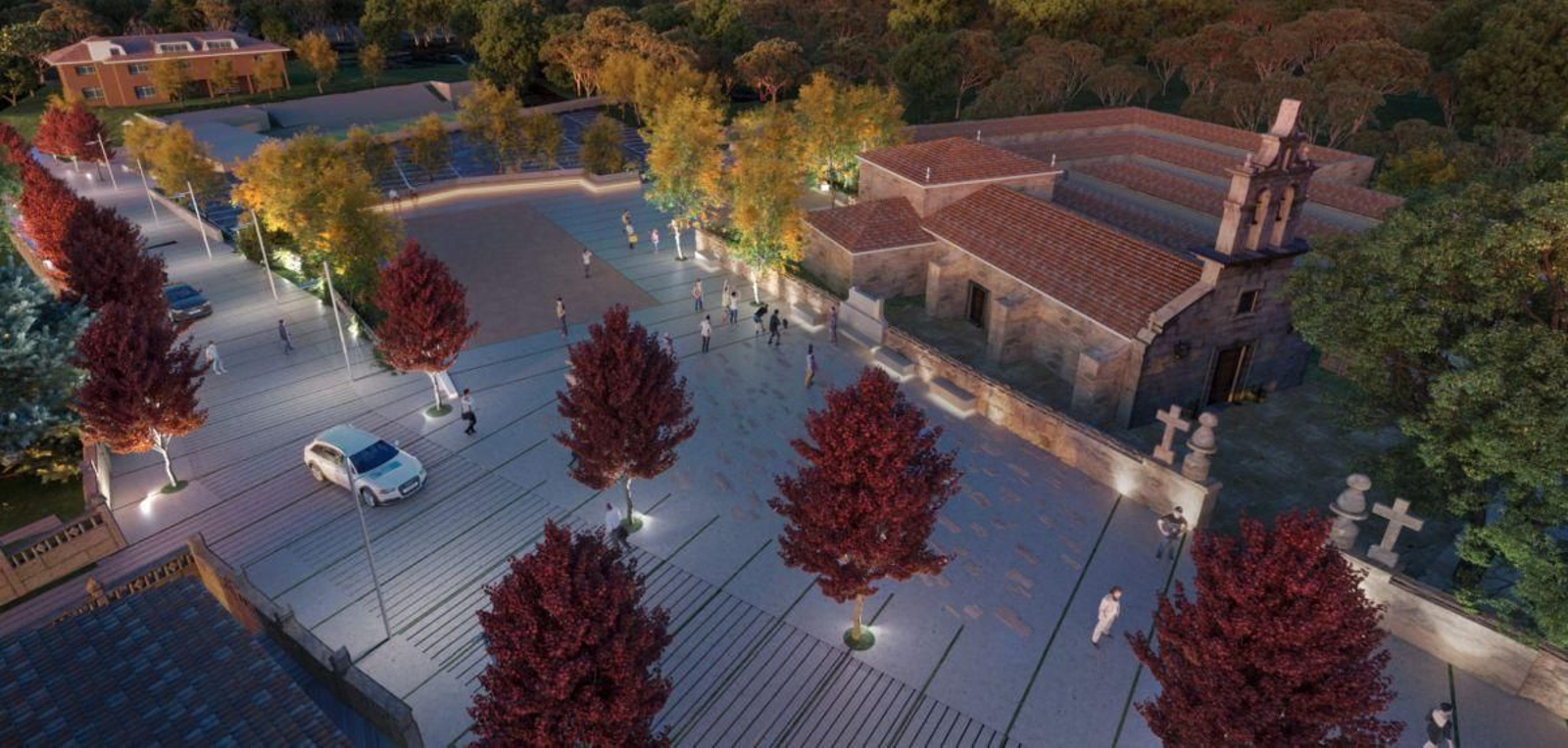 Infografía del proyecto de humanización del entorno de la Iglesia de Pereiras, Mos.