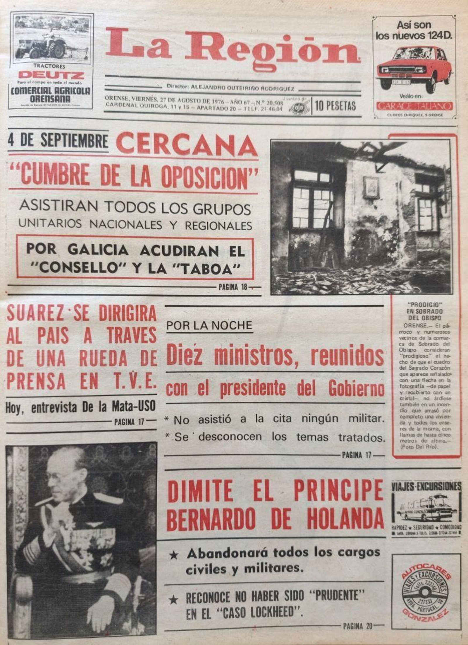 PRIMERA PÁGINA DE 1976/ LA REGIÓN