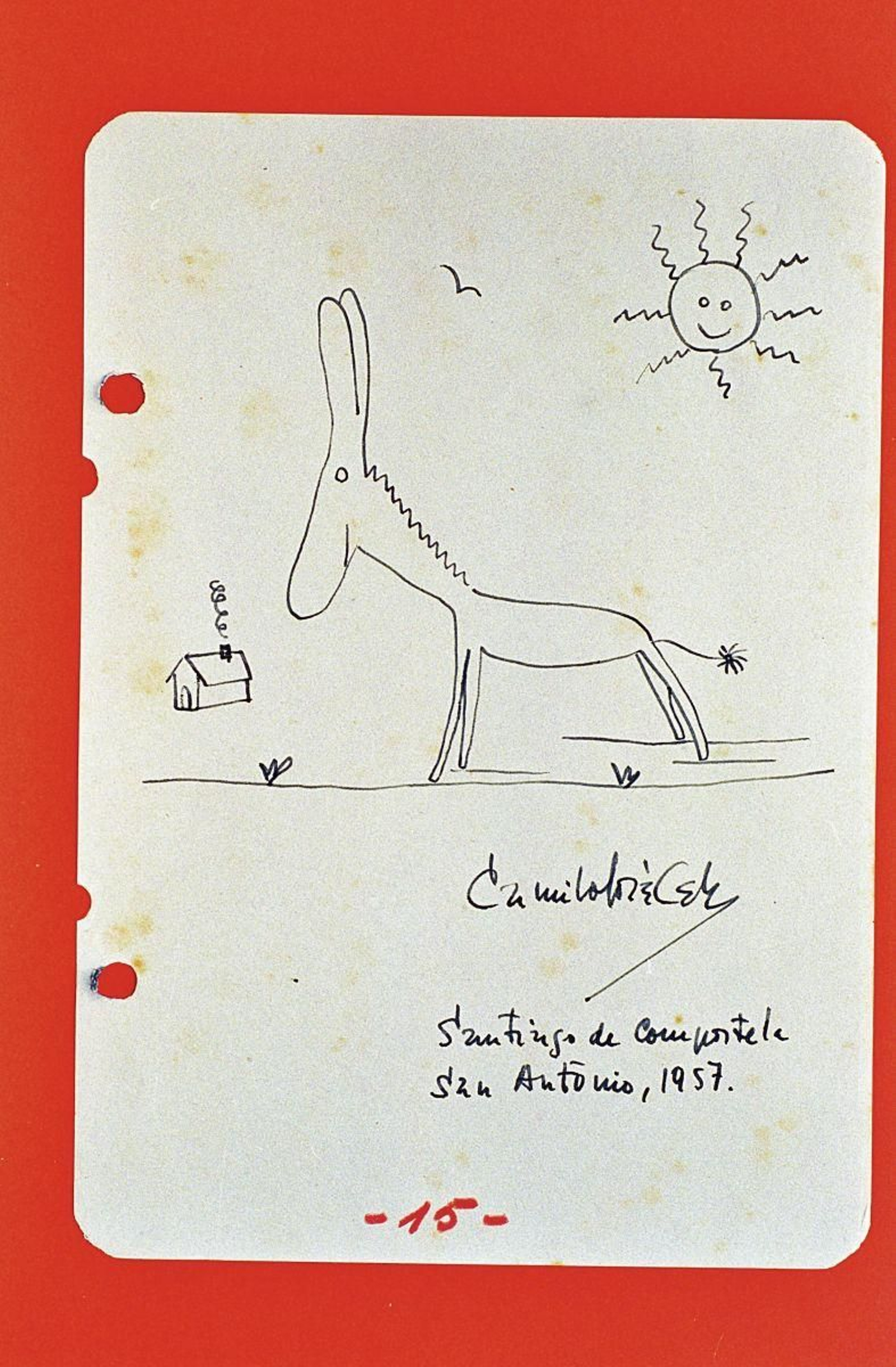 Camilo José Cela estaba en Santiago un día de San Antonio de 1957 cuando dibujo un burrito muy “juanramoniano” para el coleccionista ourensano.