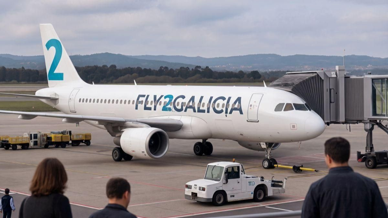 Un avión de la compañía en Lavacolla.