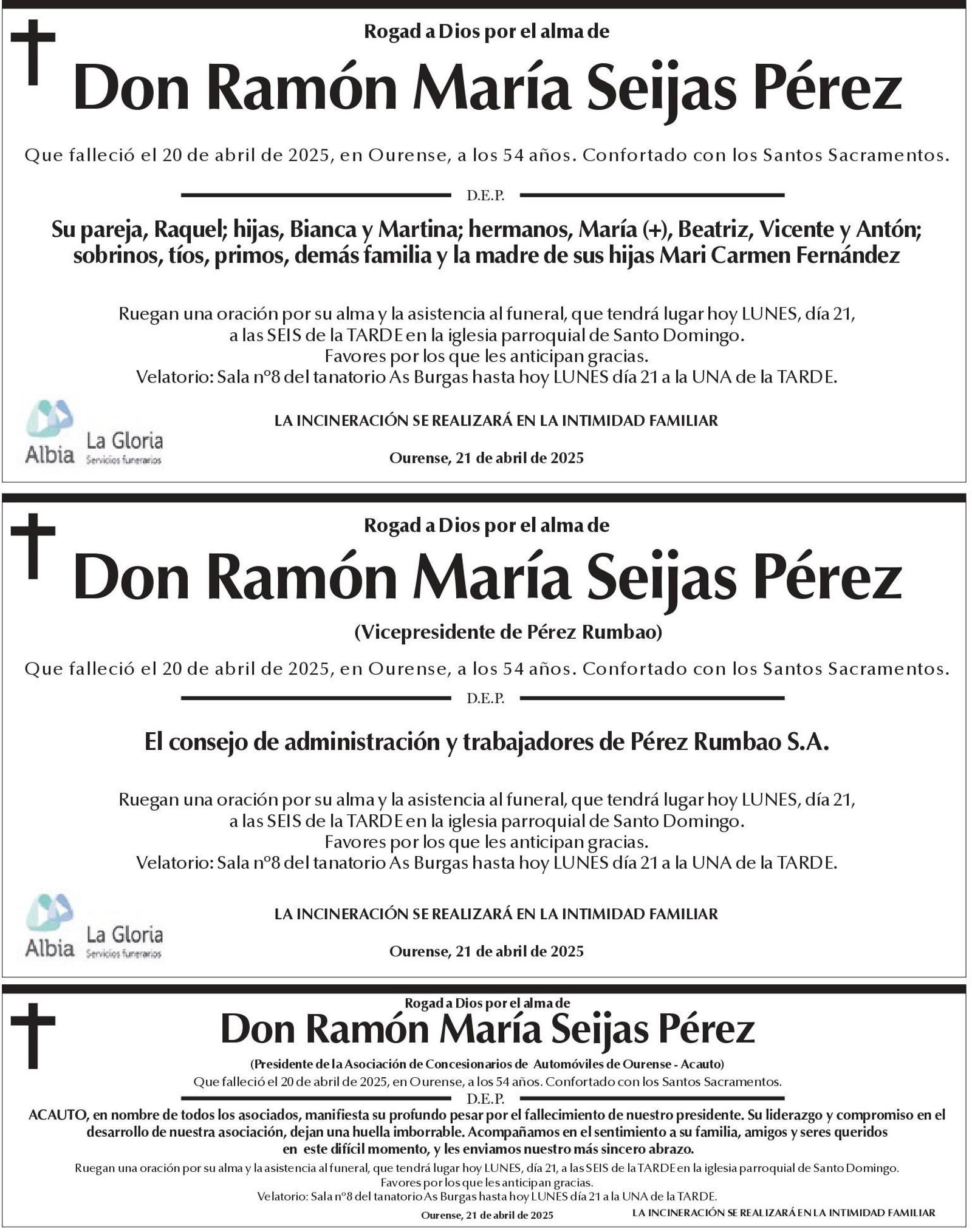 esquelas lunes 21 de abril I