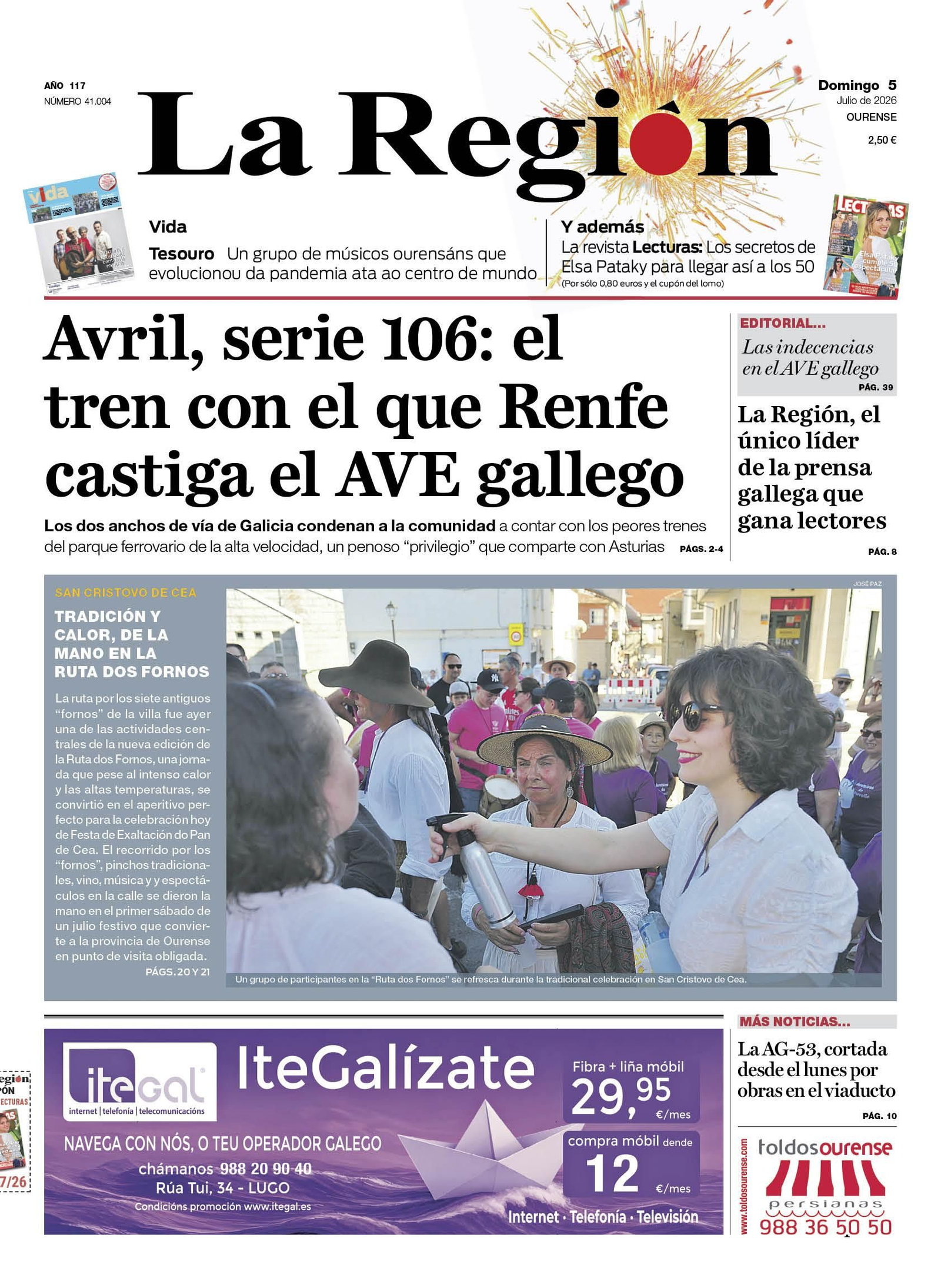 Los titulares de La Región de este domingo, 5 de julio