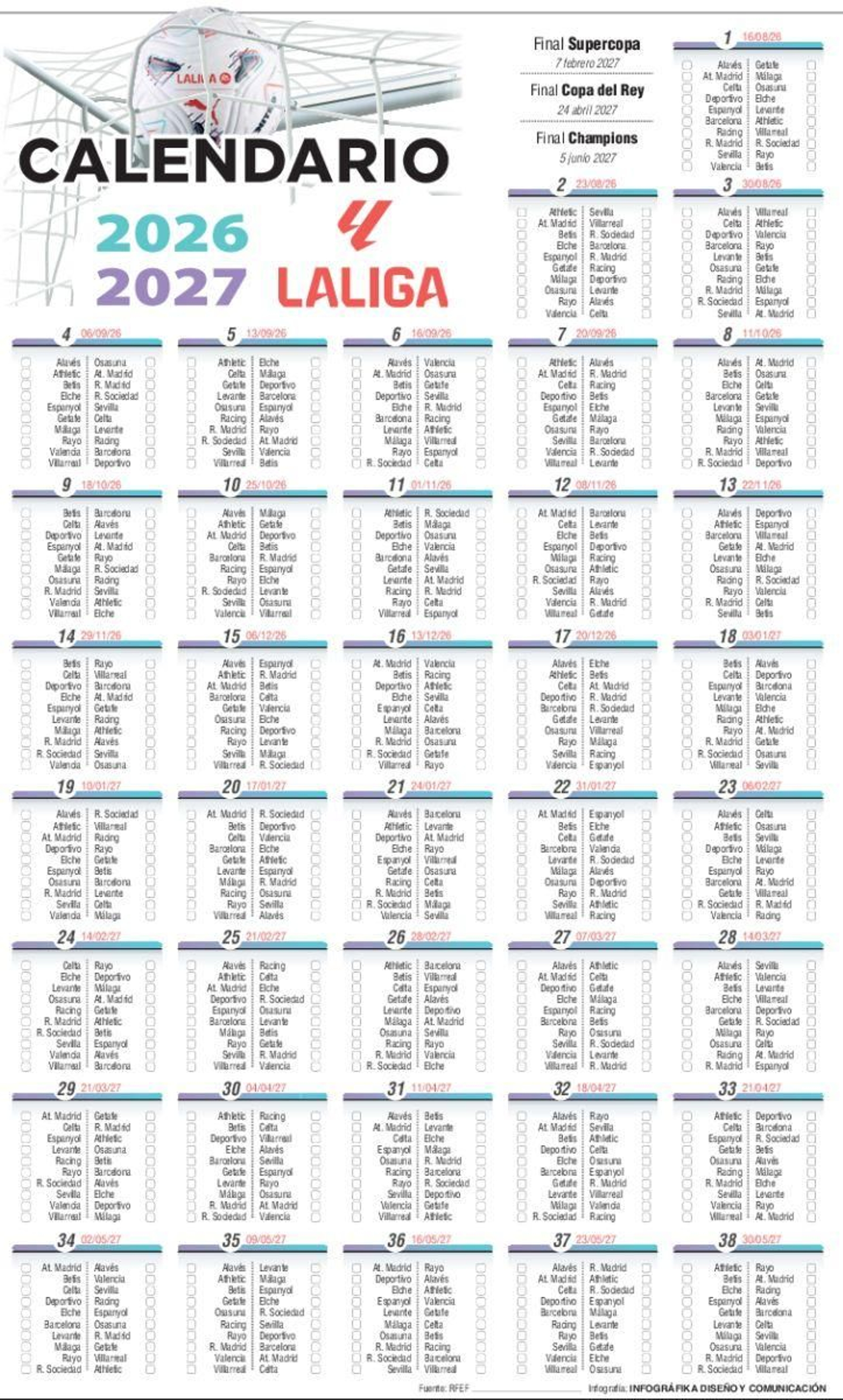 Calendario de La Liga.