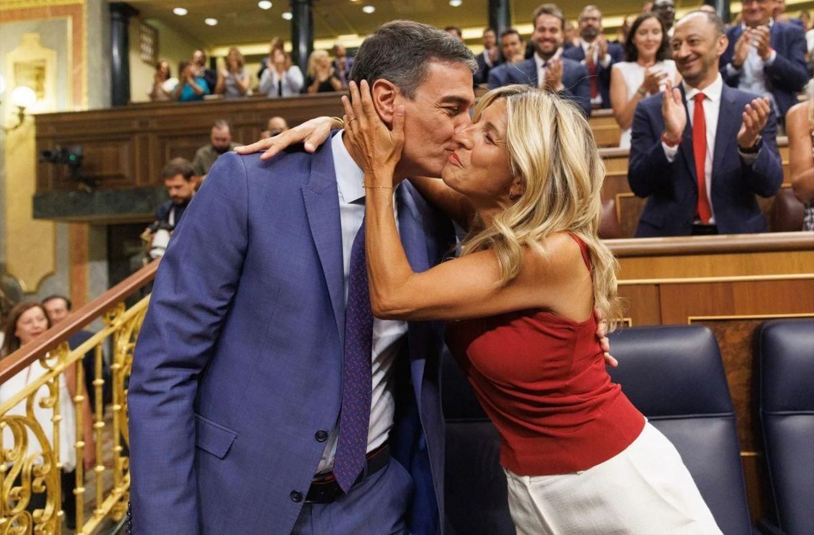 El presidente del Gobierno, Pedro Sánchez y la líder de Sumar, Yolanda Díaz, en el Congreso.