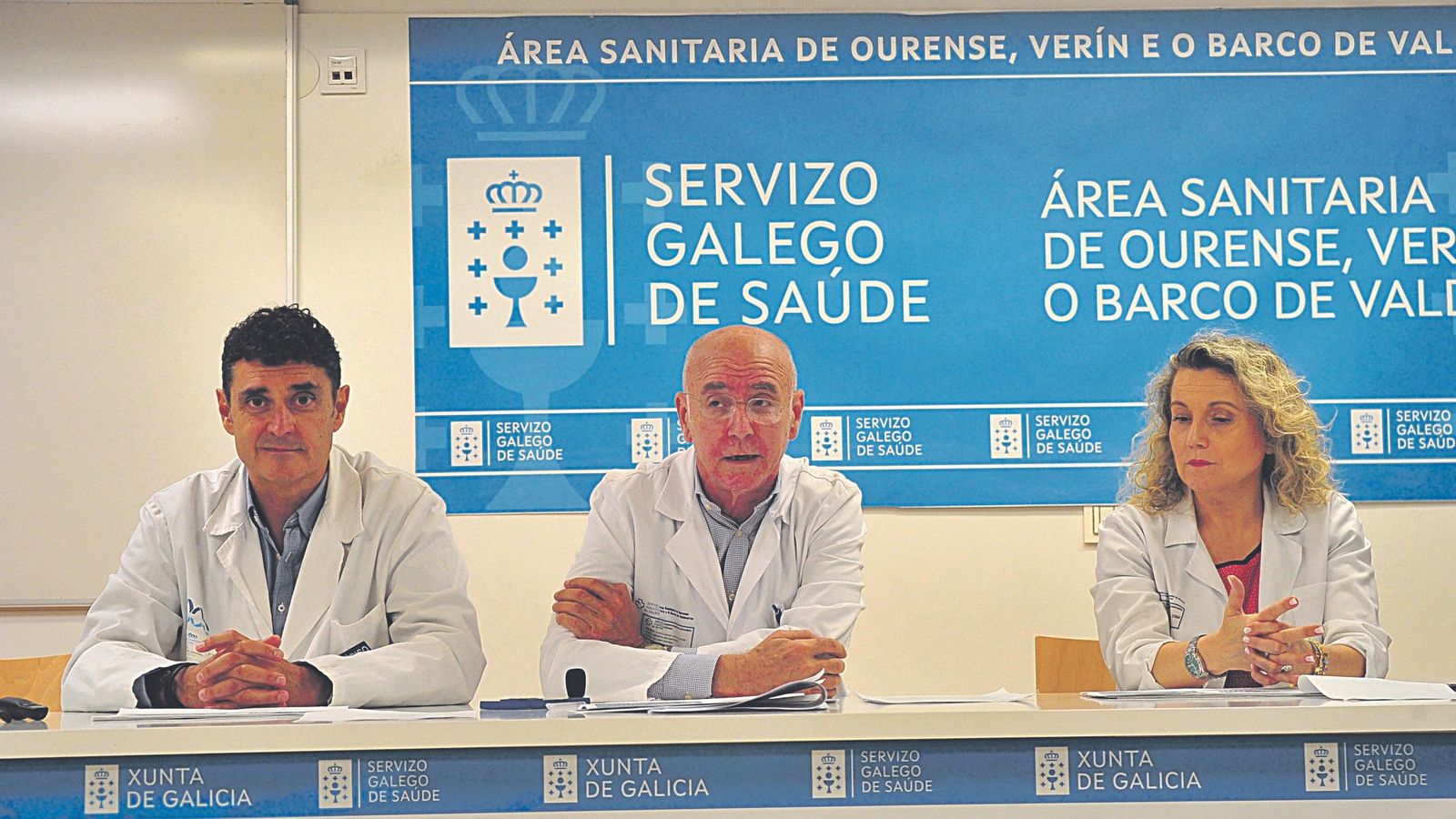 Eloy Sánchez, Santiago Camba y Silvia Álvarez Paradelo presentando el balance sanitario del área.