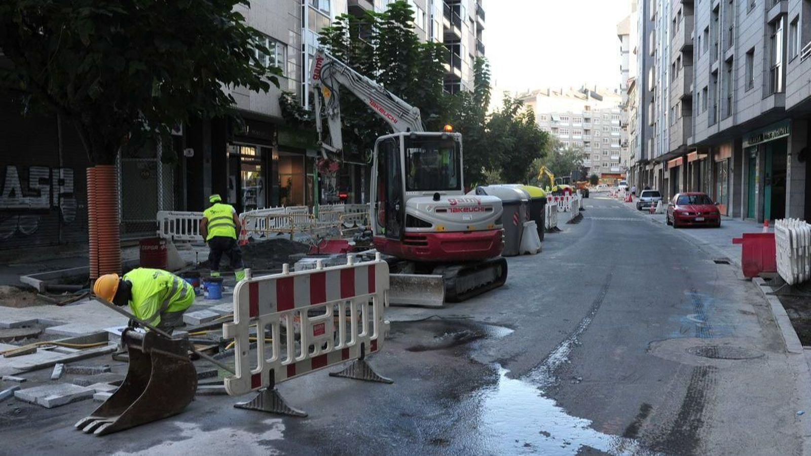 Trabajadores de la construcción en Ourense en una imagen de archivo.