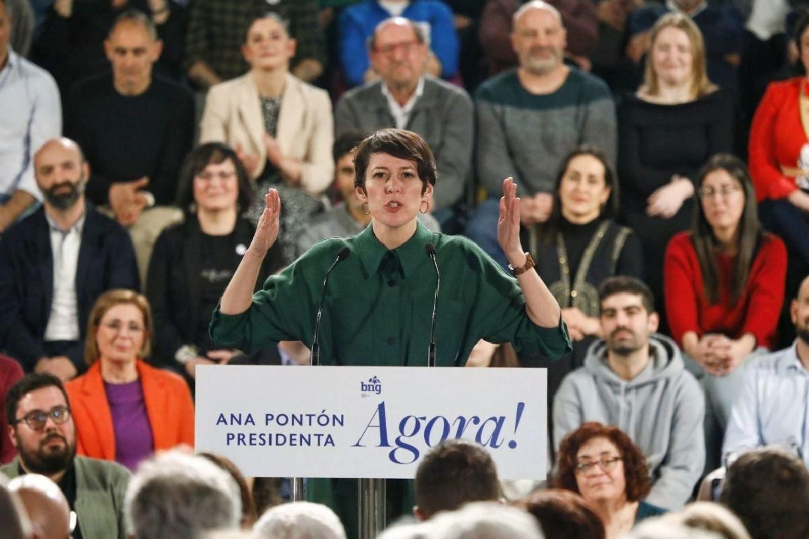 Ana Pontón, durante a súa intervención no mítin celebrado no Mar de Vigo.