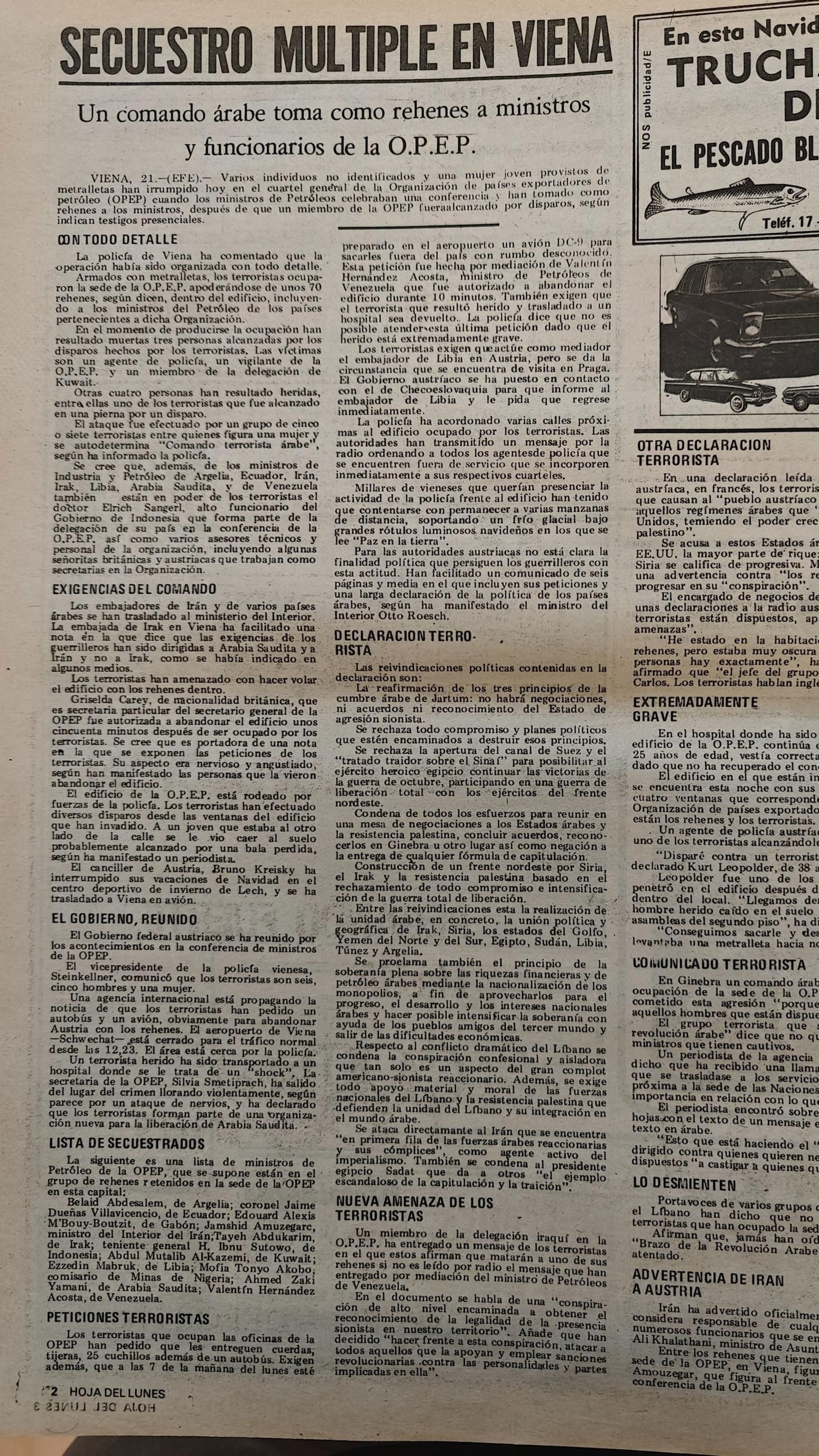 Los titulares de La Región de 1975