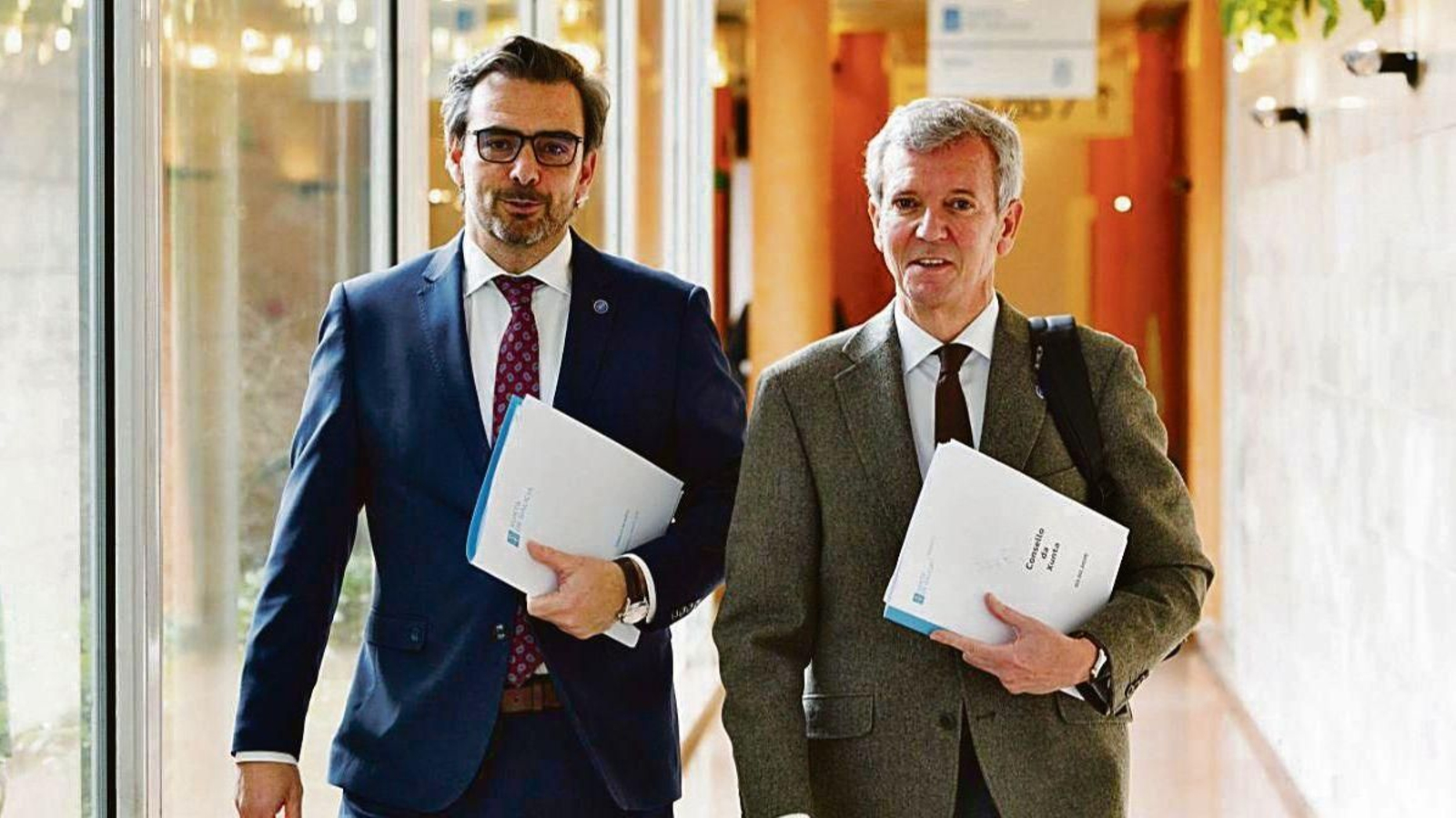 Diego Calvo y Alfonso Rueda, tras el Consello de la Xunta.