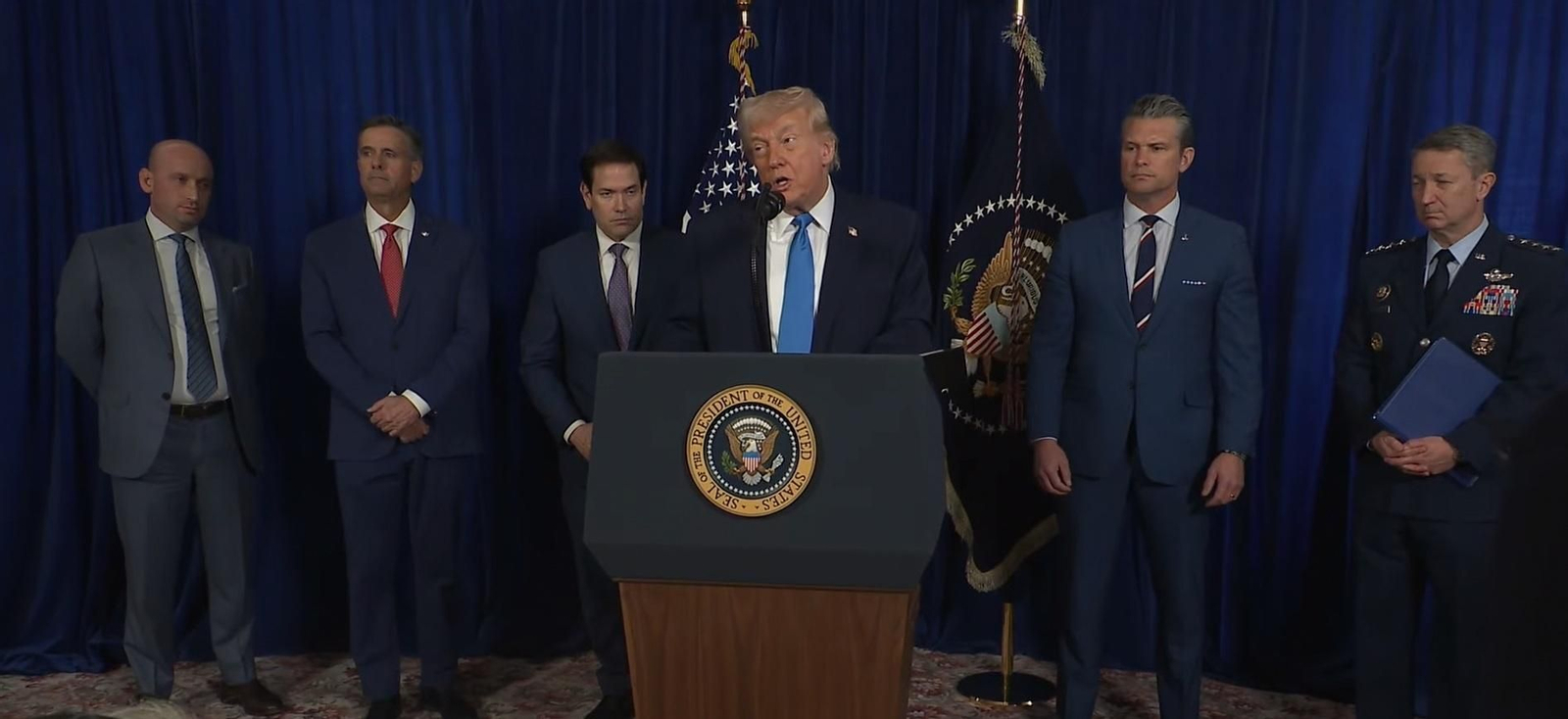 Donald Trump en su comparecencia desde Mar-a-Lago