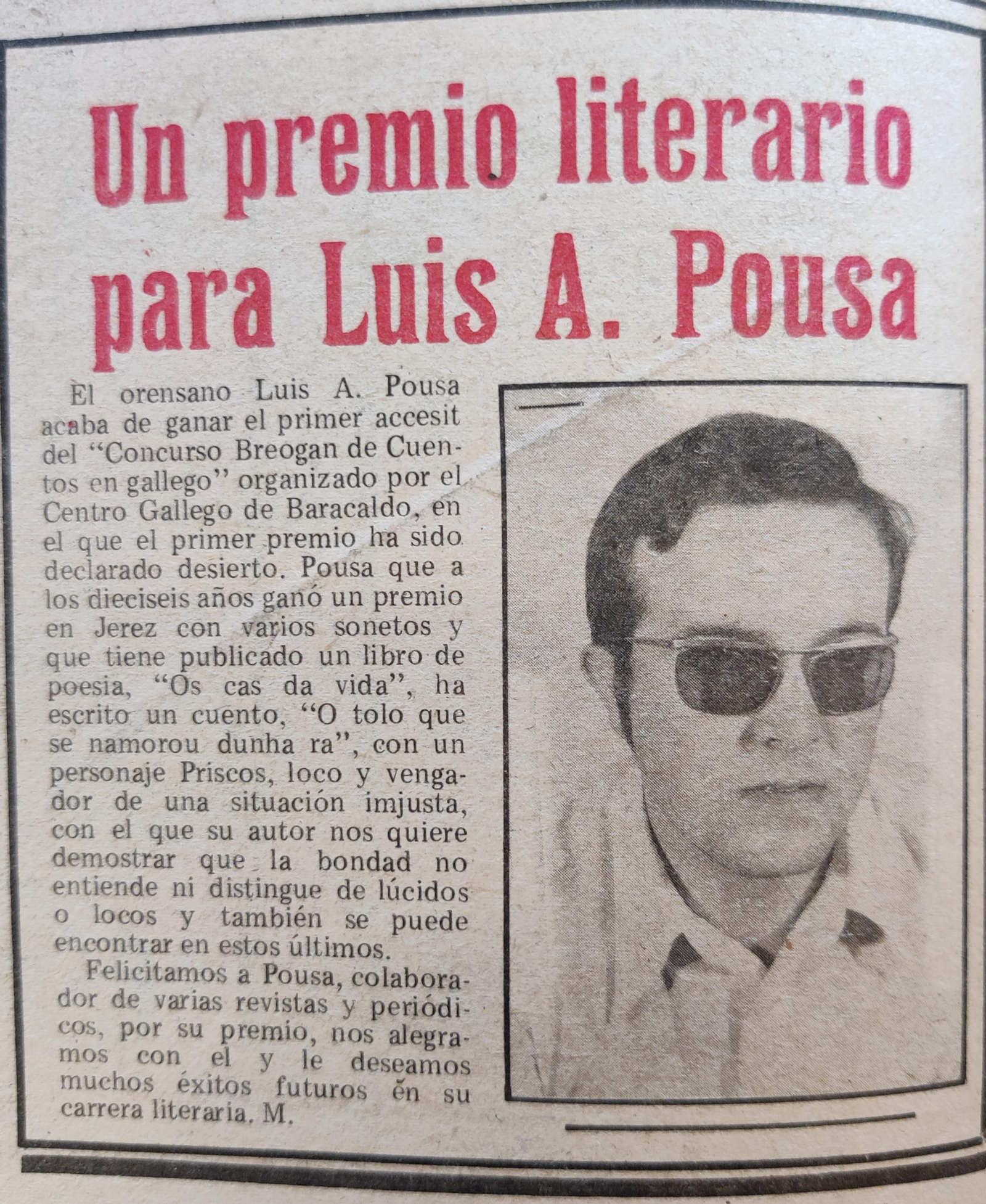 El premio a Pousa, en La Región.