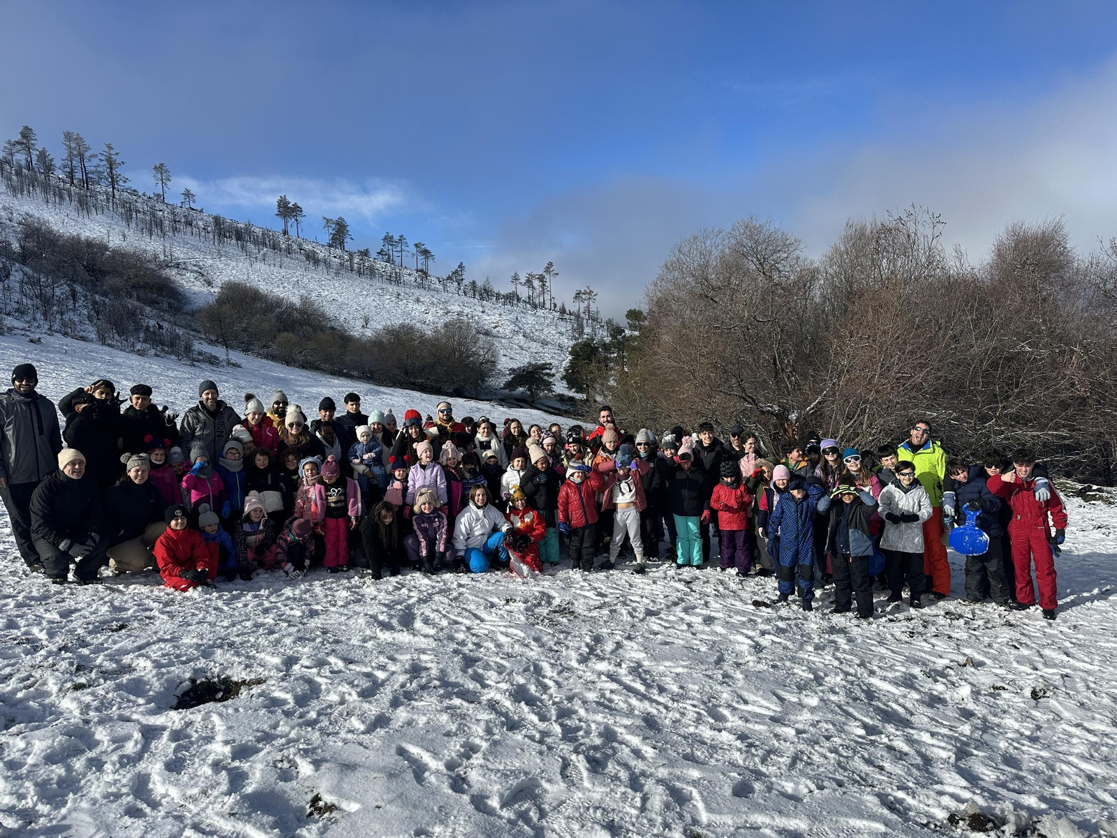 Foto de familia na neve