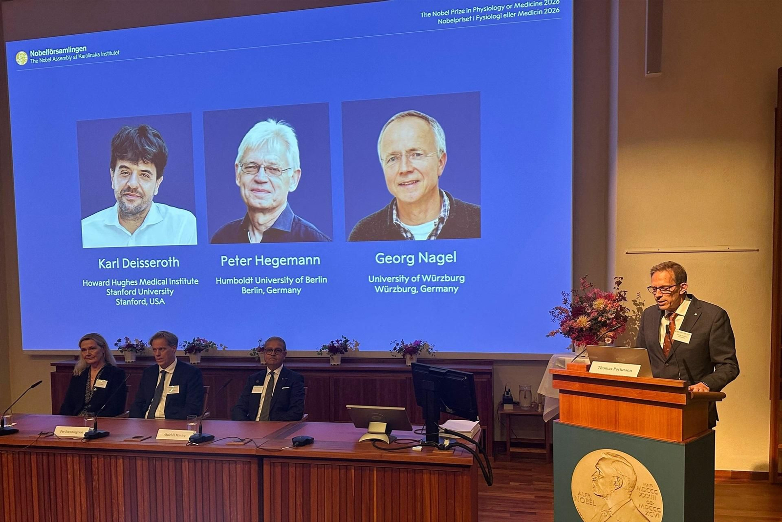 Karl Deisseroth, Peter Hegemann y Georg Nagel, Premio Nobel de Medicina de 2026.