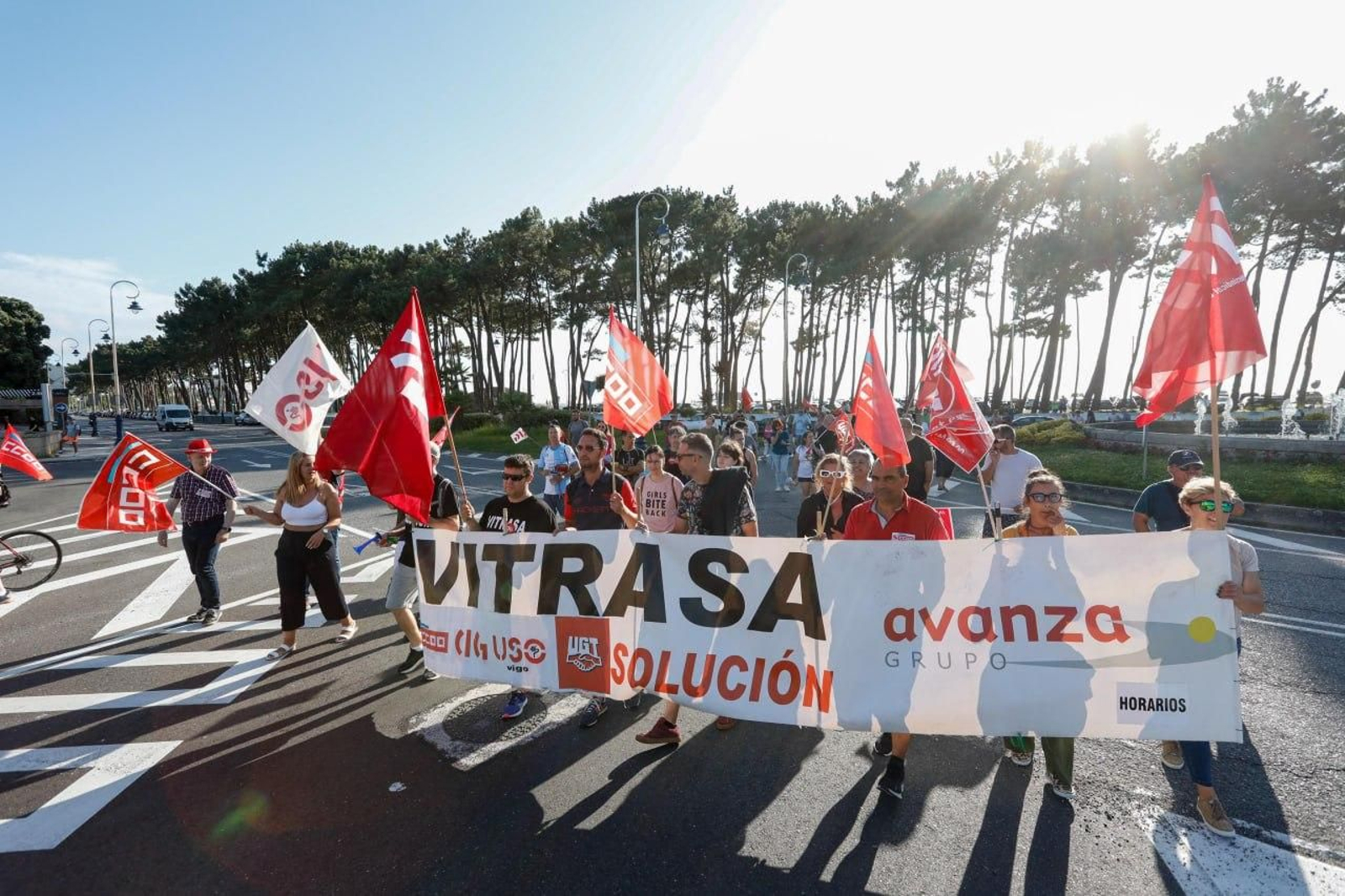 Un momento de la manifestación ayer desde Samil a Coia.