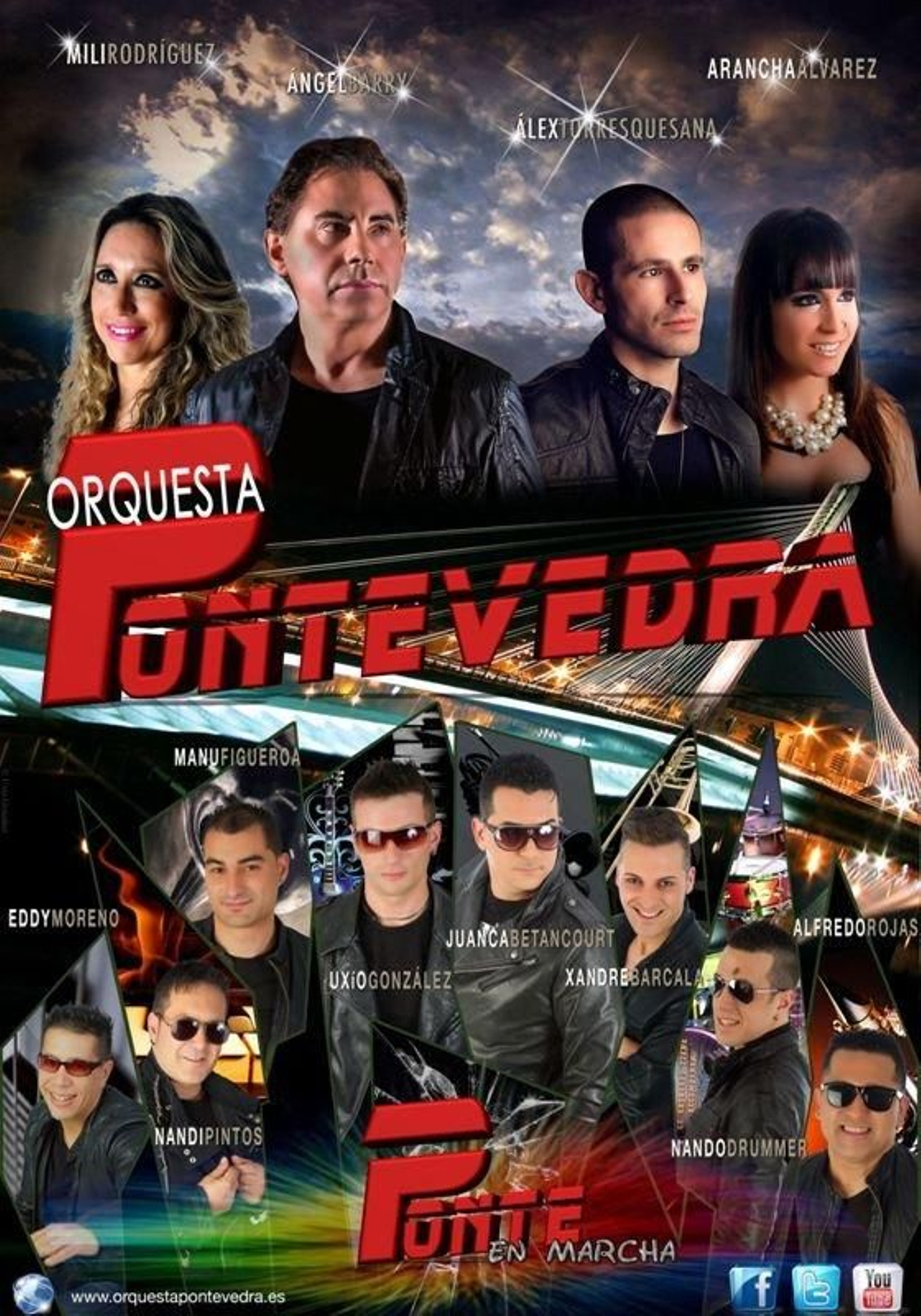 Los doce componentes de la orquesta Pontevedra.