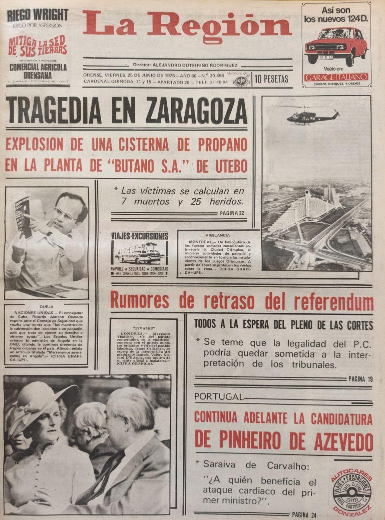La portada de 1976 de La Región.