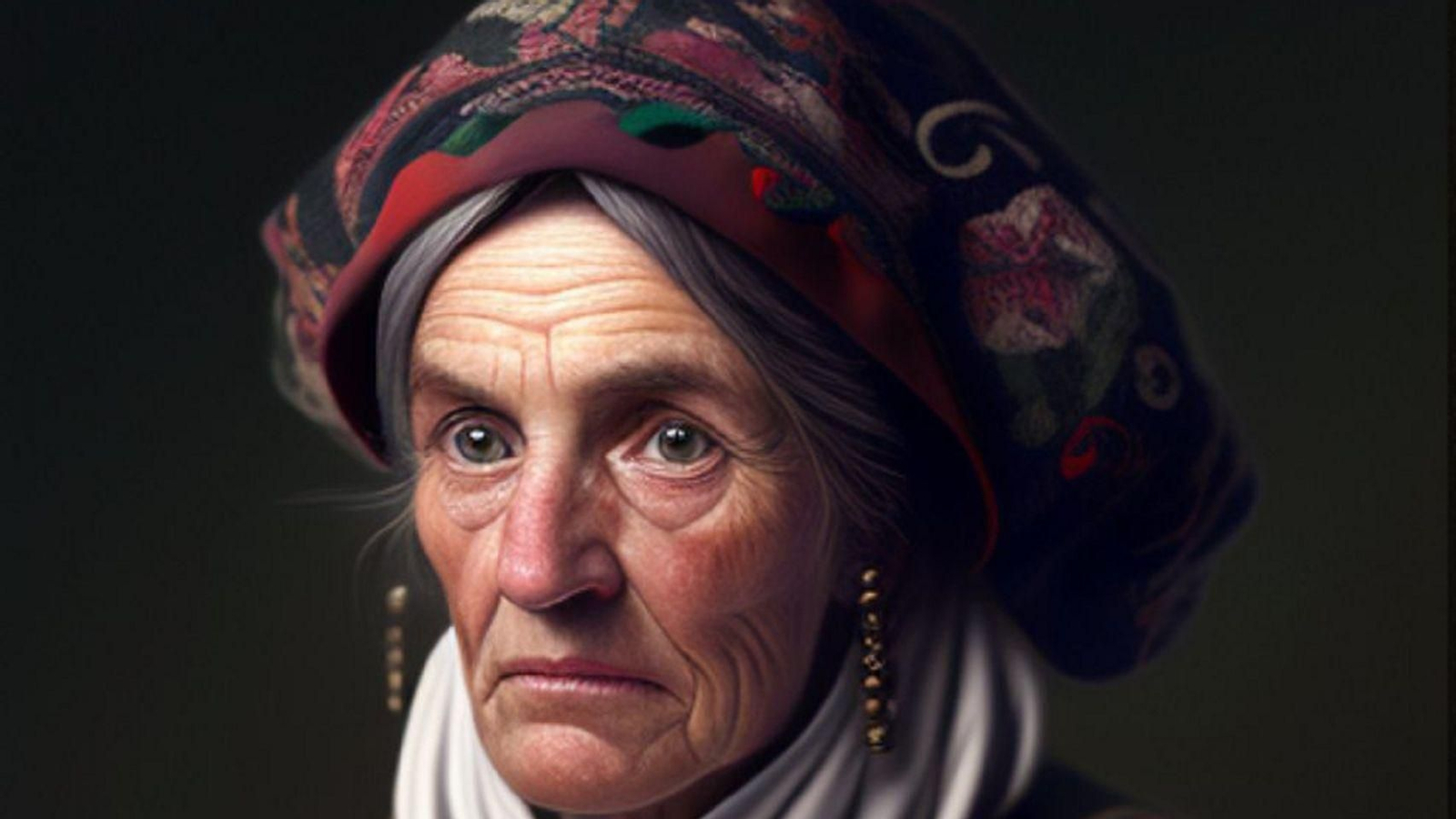 Así dibuja la IA de Midjourney a una anciana. MIDJOURNEY