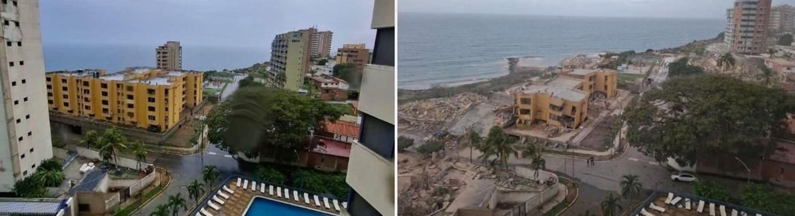 Antes y después de una zona del estado de La Guaira, en Venezuela